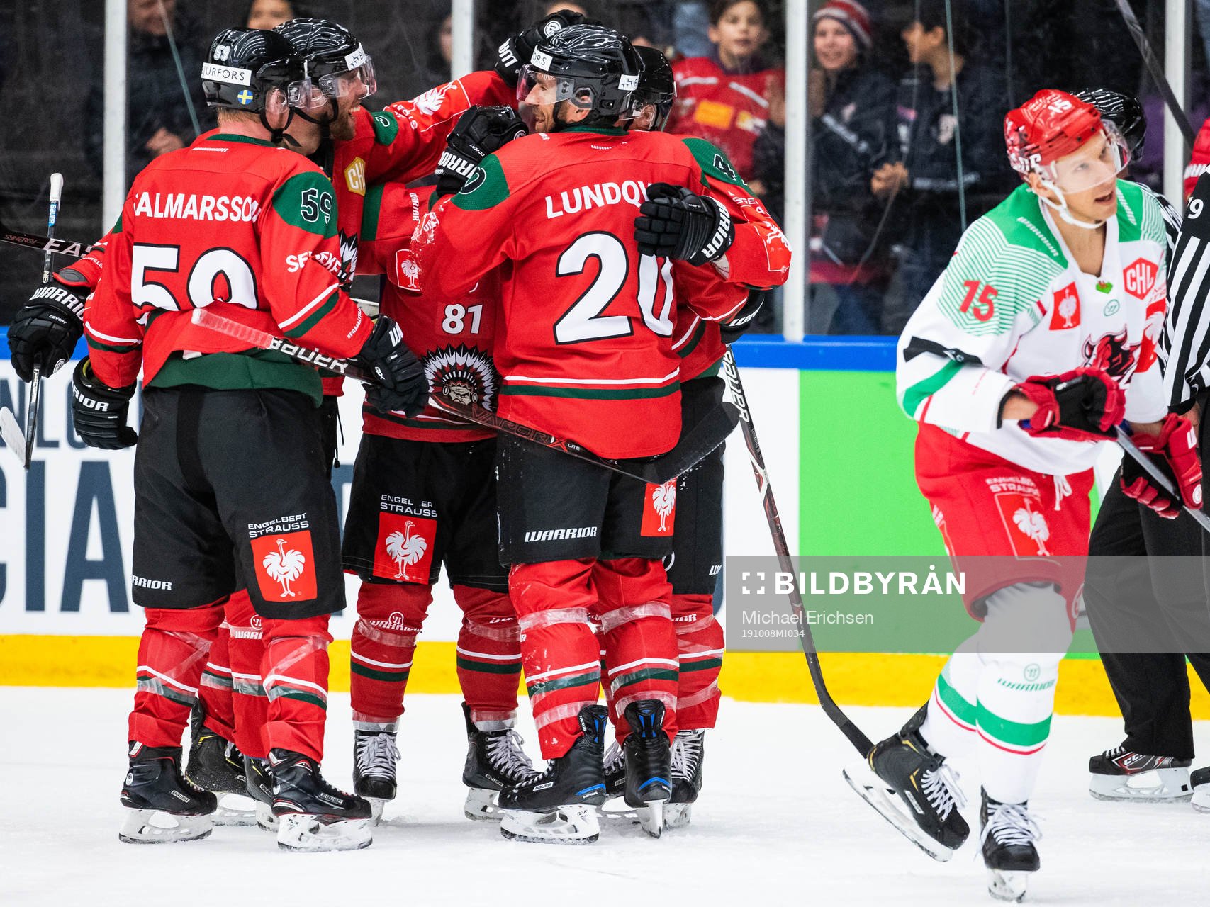 Joel Lundqvist of Frölunda celebrates scoring 8-2