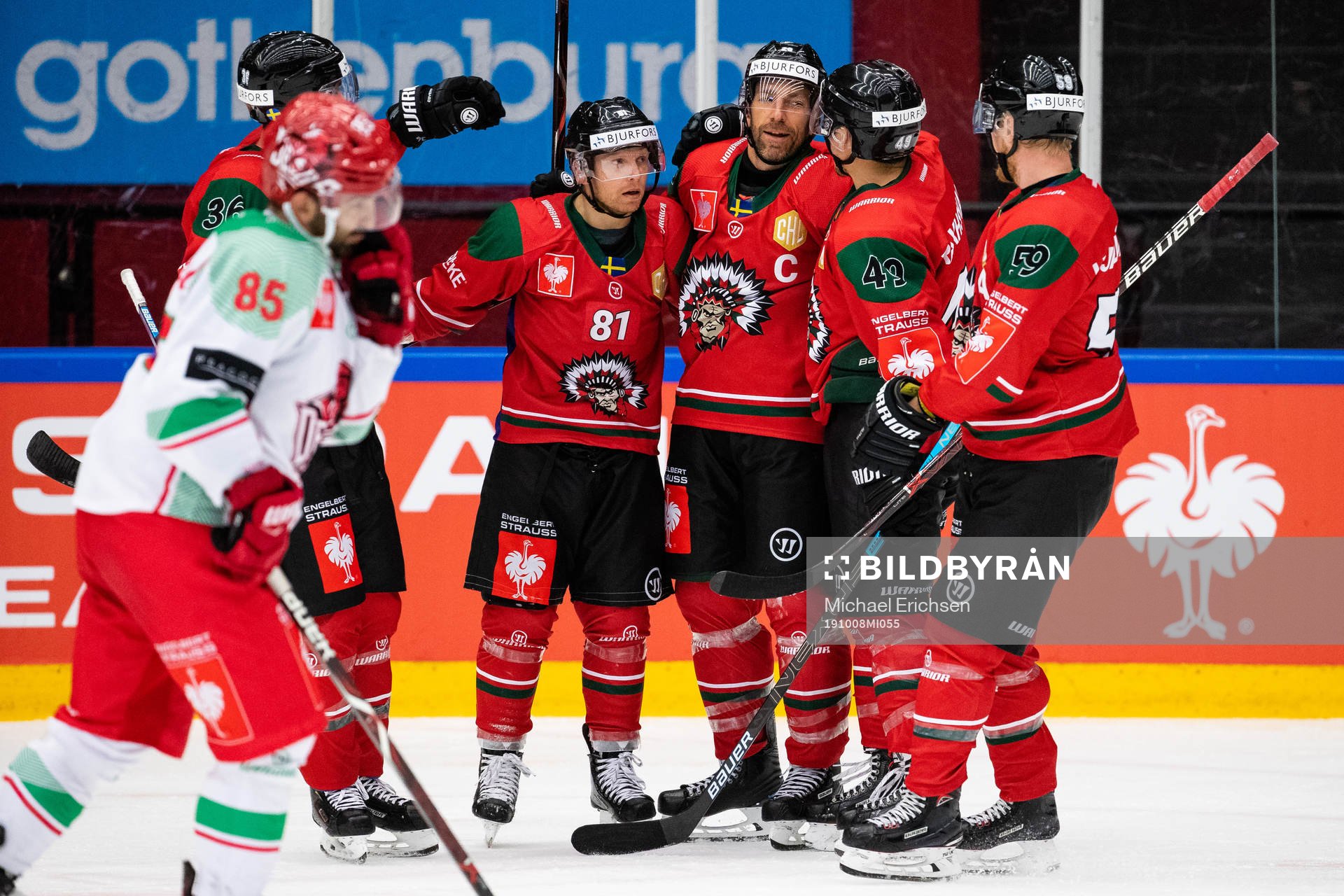 Joel Lundqvist of Frölunda celebrates scoring 7-2 with