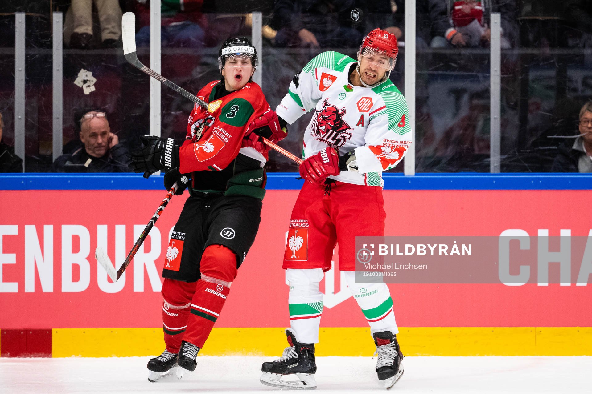 Jacob Moverare of Frölunda and Matthew Myers of Cardiff
