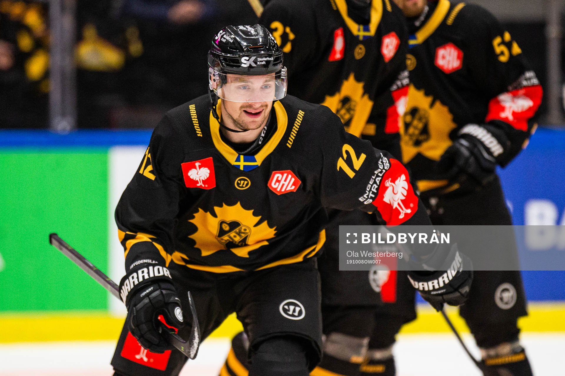 Adam Pettersson of Skellefteå celebrates scoring 1-0