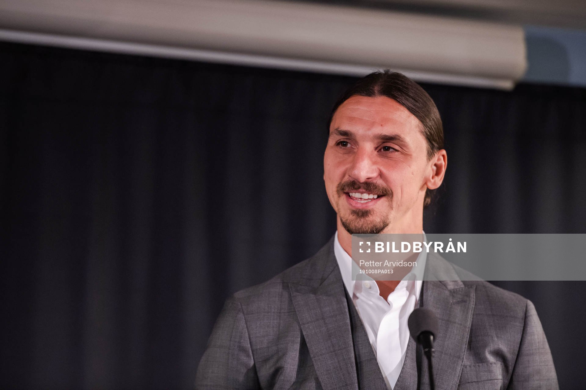 Zlatan Ibrahimovic at a press conference at the revealing