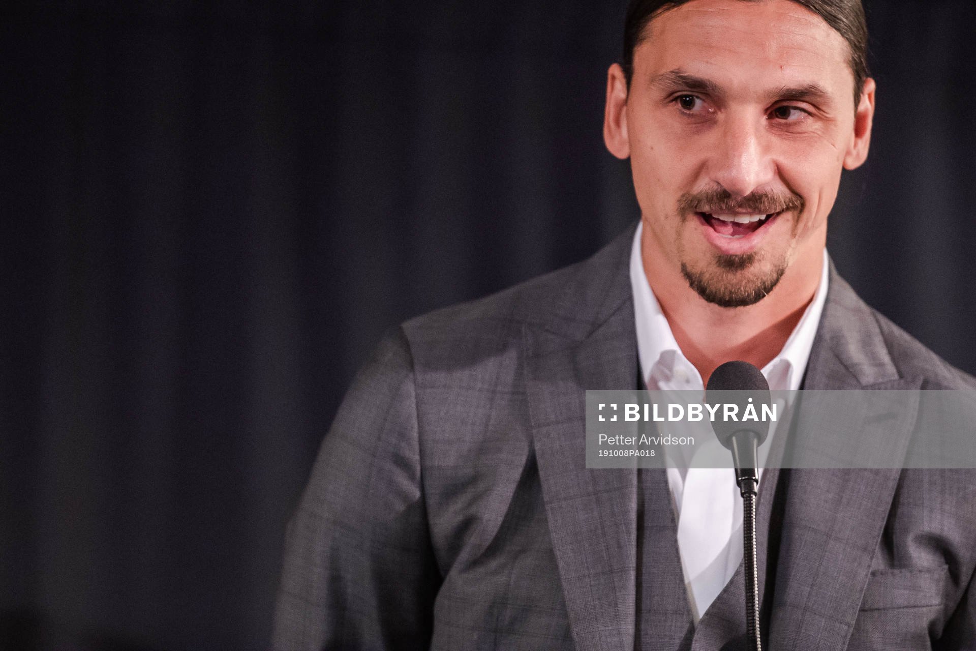 Zlatan Ibrahimovic at a press conference at the revealing