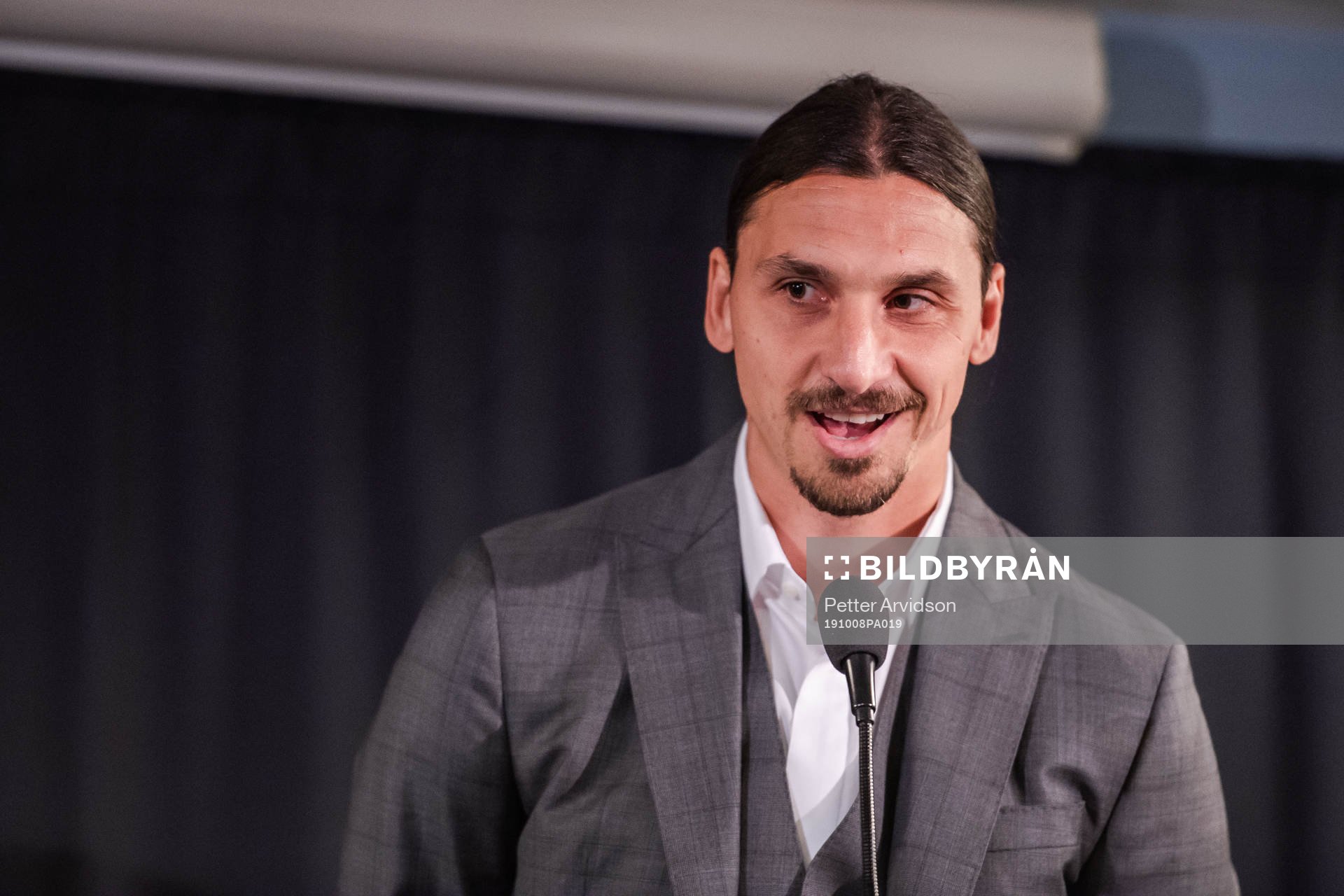 Zlatan Ibrahimovic at a press conference at the revealing