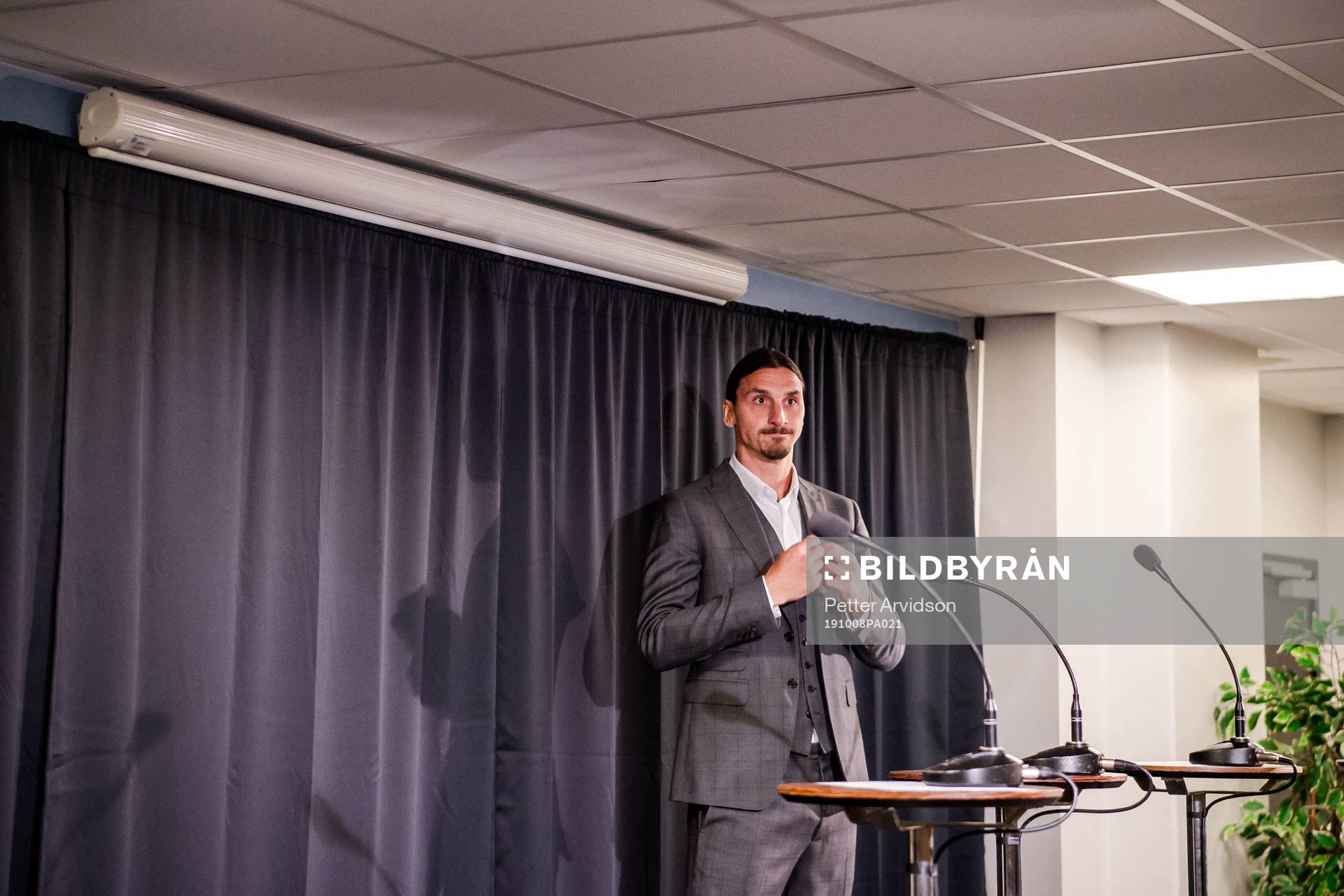 Zlatan Ibrahimovic at a press conference at the revealing