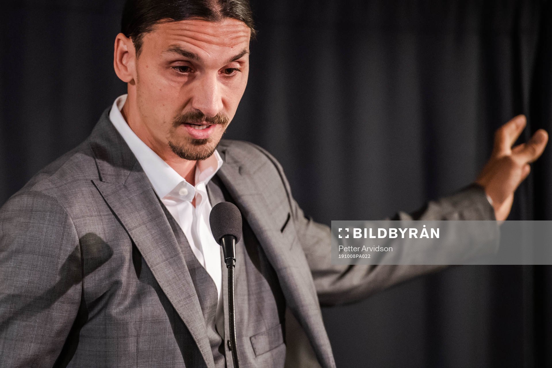 Zlatan Ibrahimovic at a press conference at the revealing