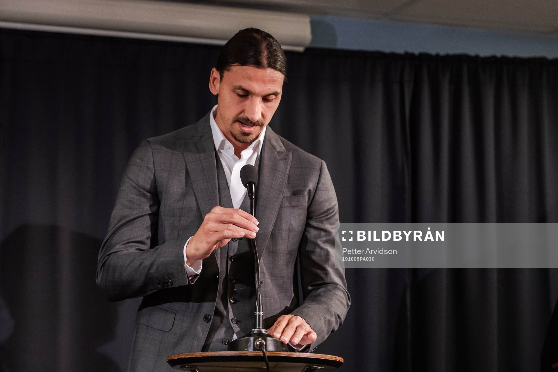 Zlatan Ibrahimovic at a press conference at the revealing