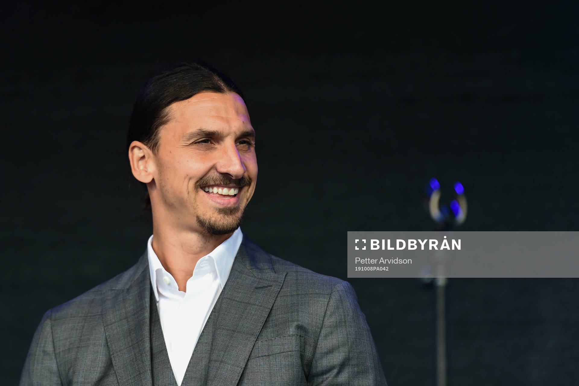 Zlatan Ibrahimovic at the revealing ceremony of his statue