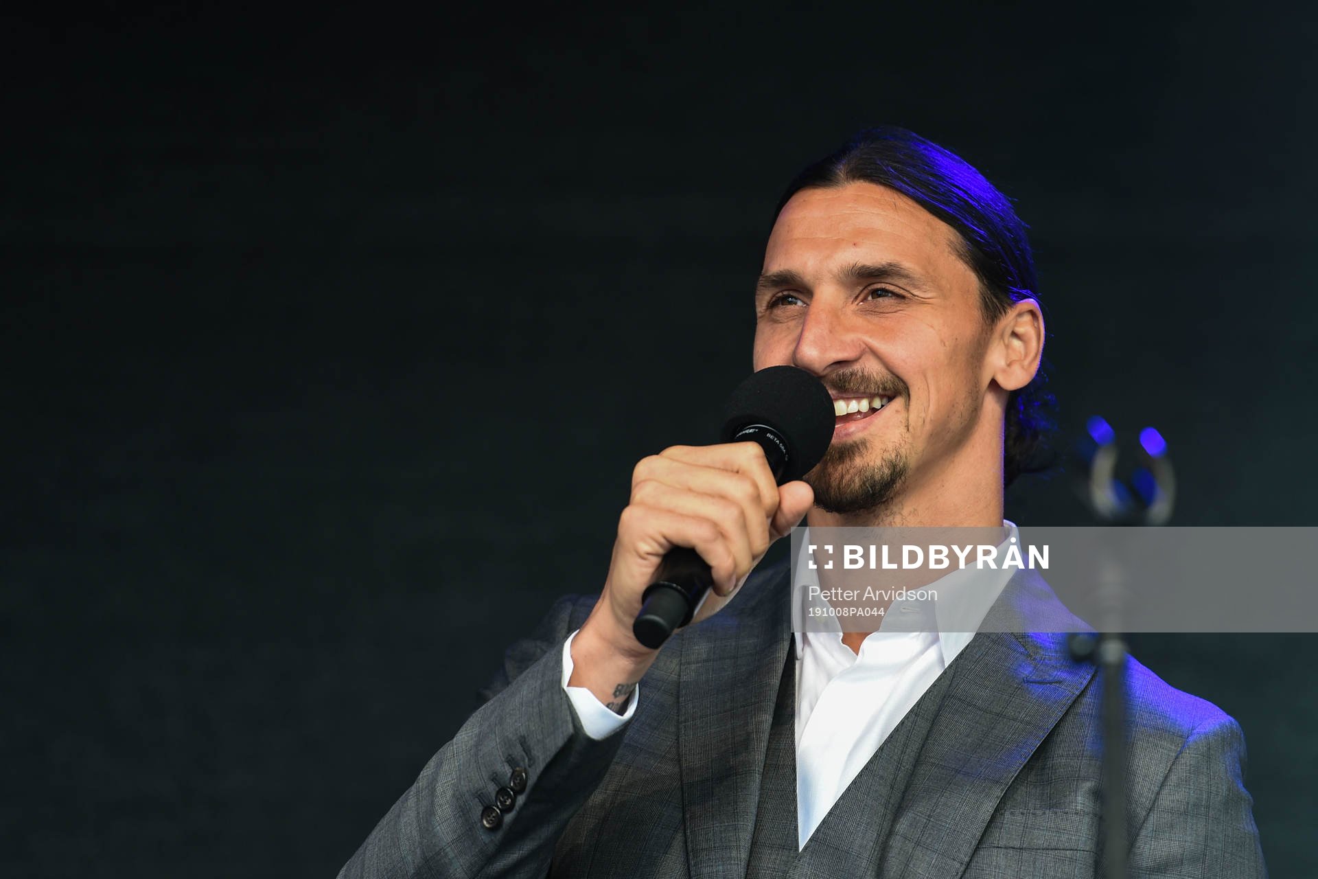 Zlatan Ibrahimovic at the revealing ceremony of his statue