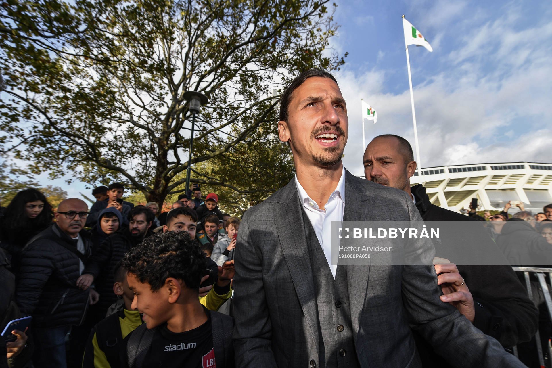 Zlatan Ibrahimovic at the revealing ceremony of his statue