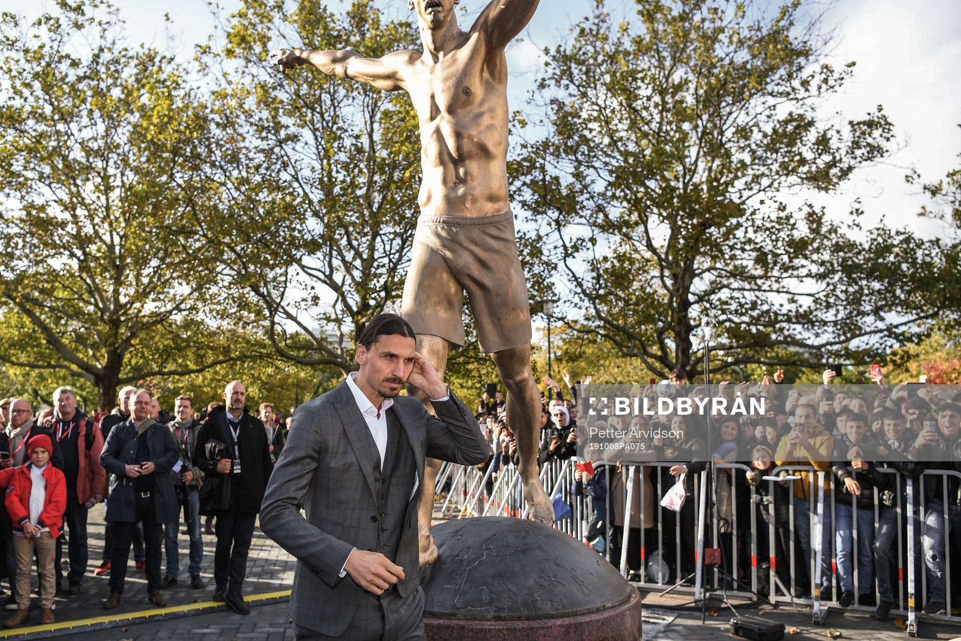 Zlatan Ibrahimovic at the revealing ceremony of his statue