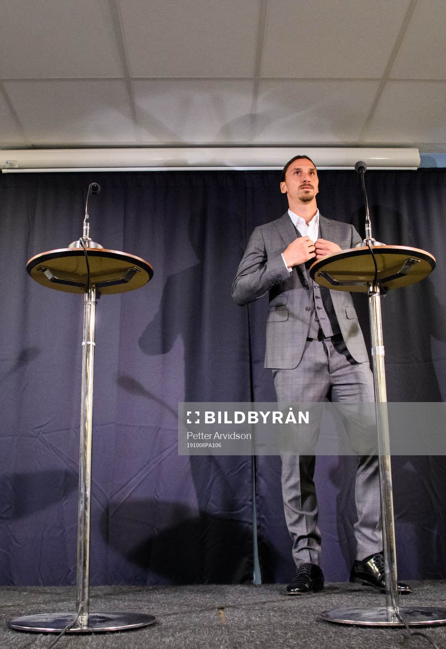 Zlatan Ibrahimovic at a press conference at the revealing