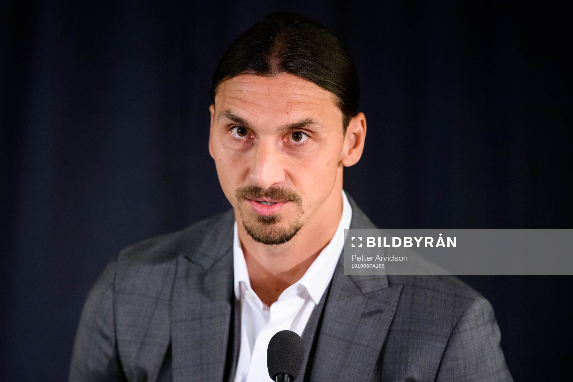 Zlatan Ibrahimovic at a press conference at the revealing