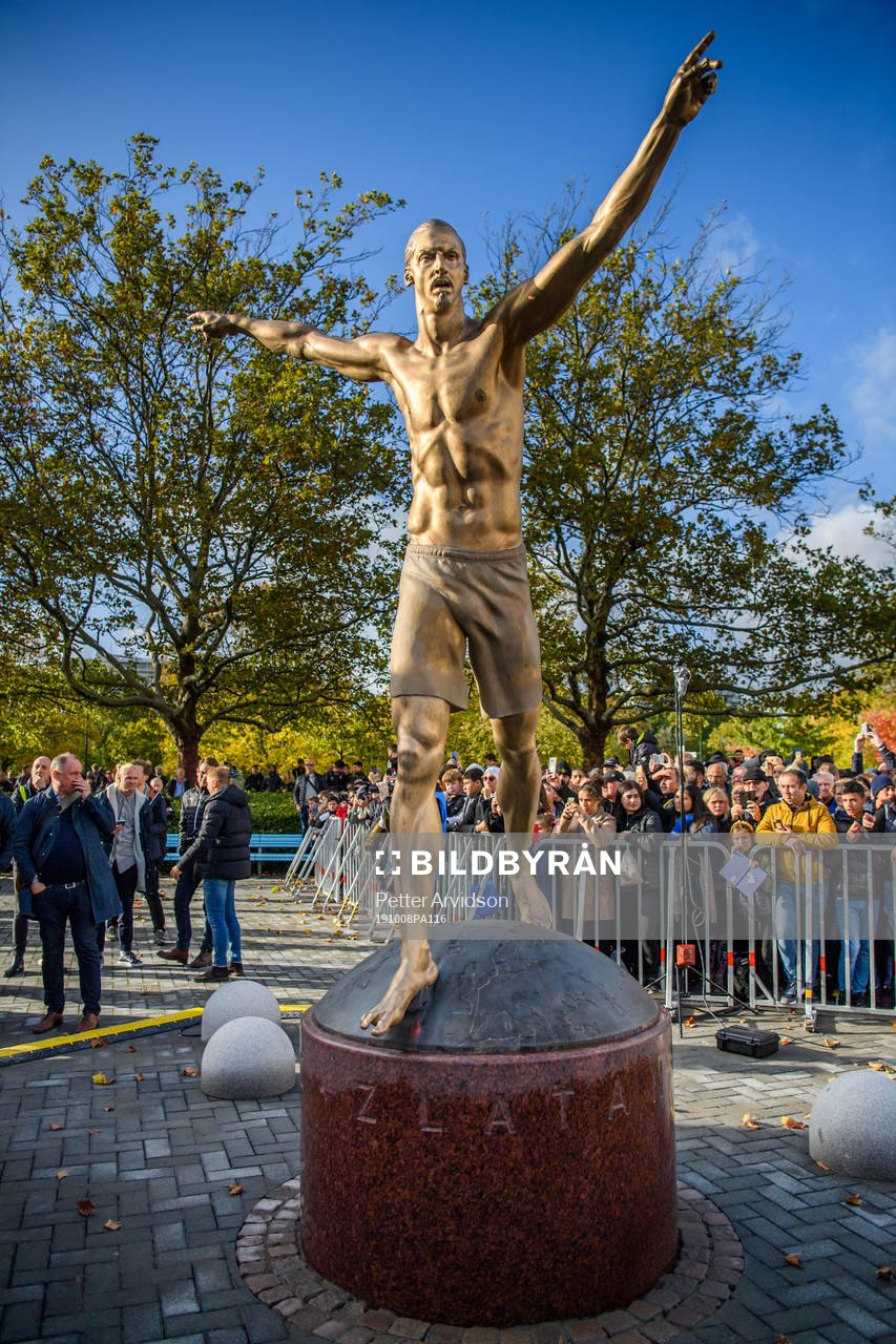 The statue of Zlatan Ibrahimovic at Stadiontorget