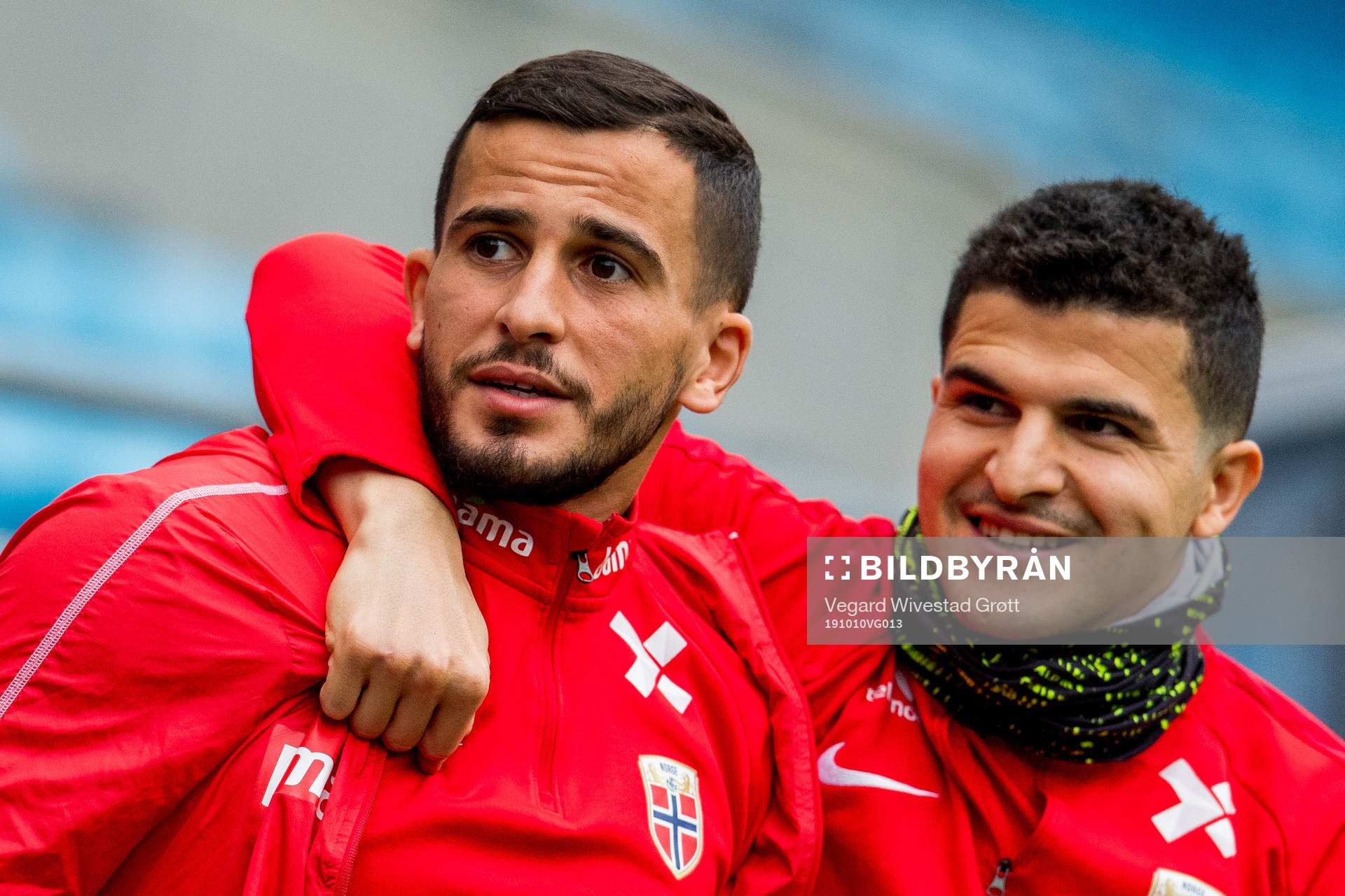 Omar Elabdellaoui and Tarik Elyounoussi of Norway