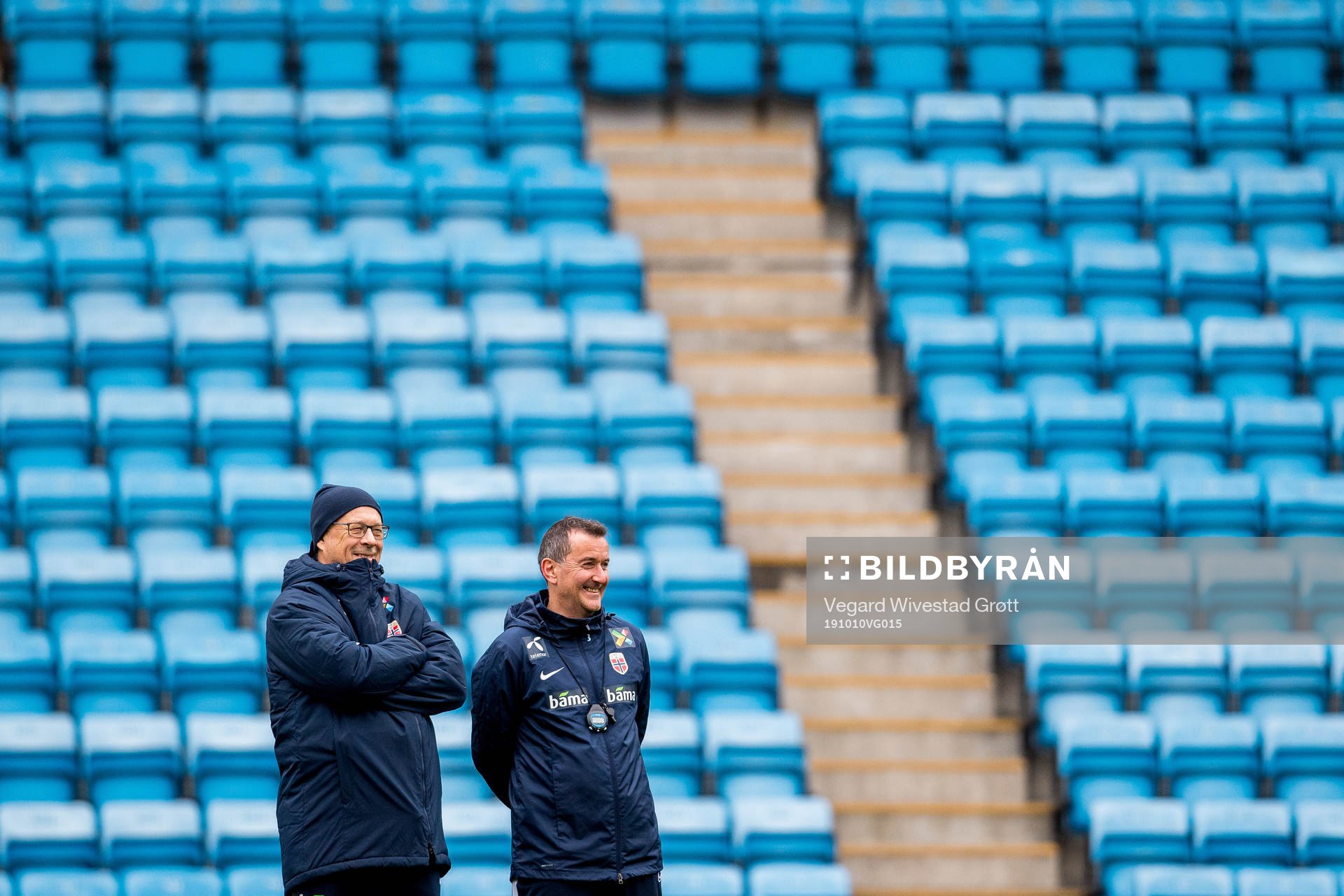 Lars Lagerbäck, head coach of Norway, and Per Joar Hansen,