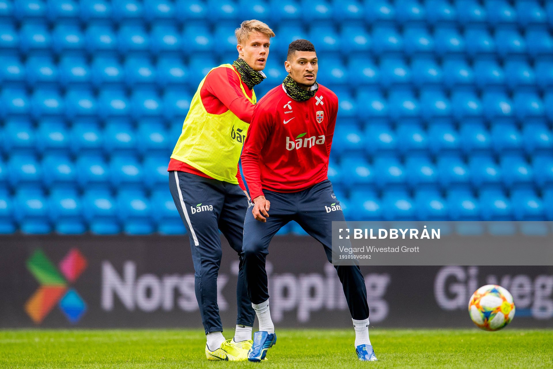 Kristoffer Ajer and Bjørn Maars Johnsen of Norway