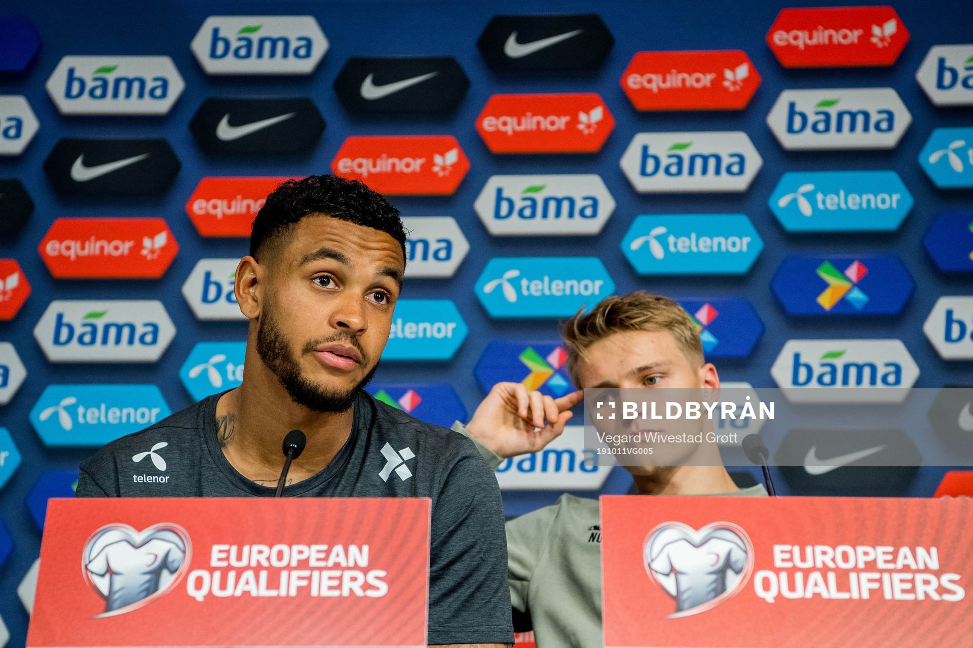 Joshua King and Martin Ødegaard of Norway