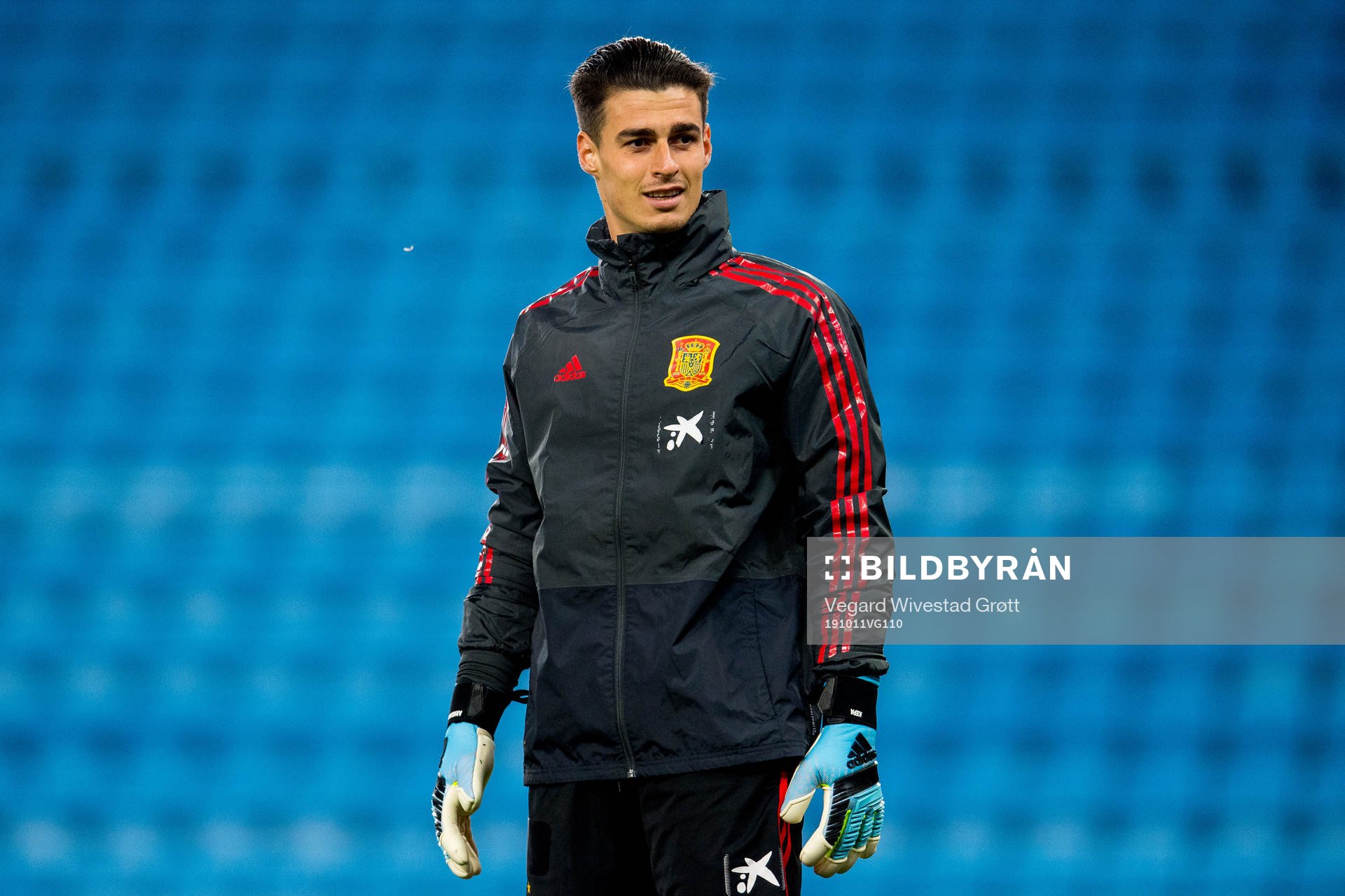 Goalkeeper Kepa Arrizabalaga of Spain during a training session on October 11, 2019 in Oslo.