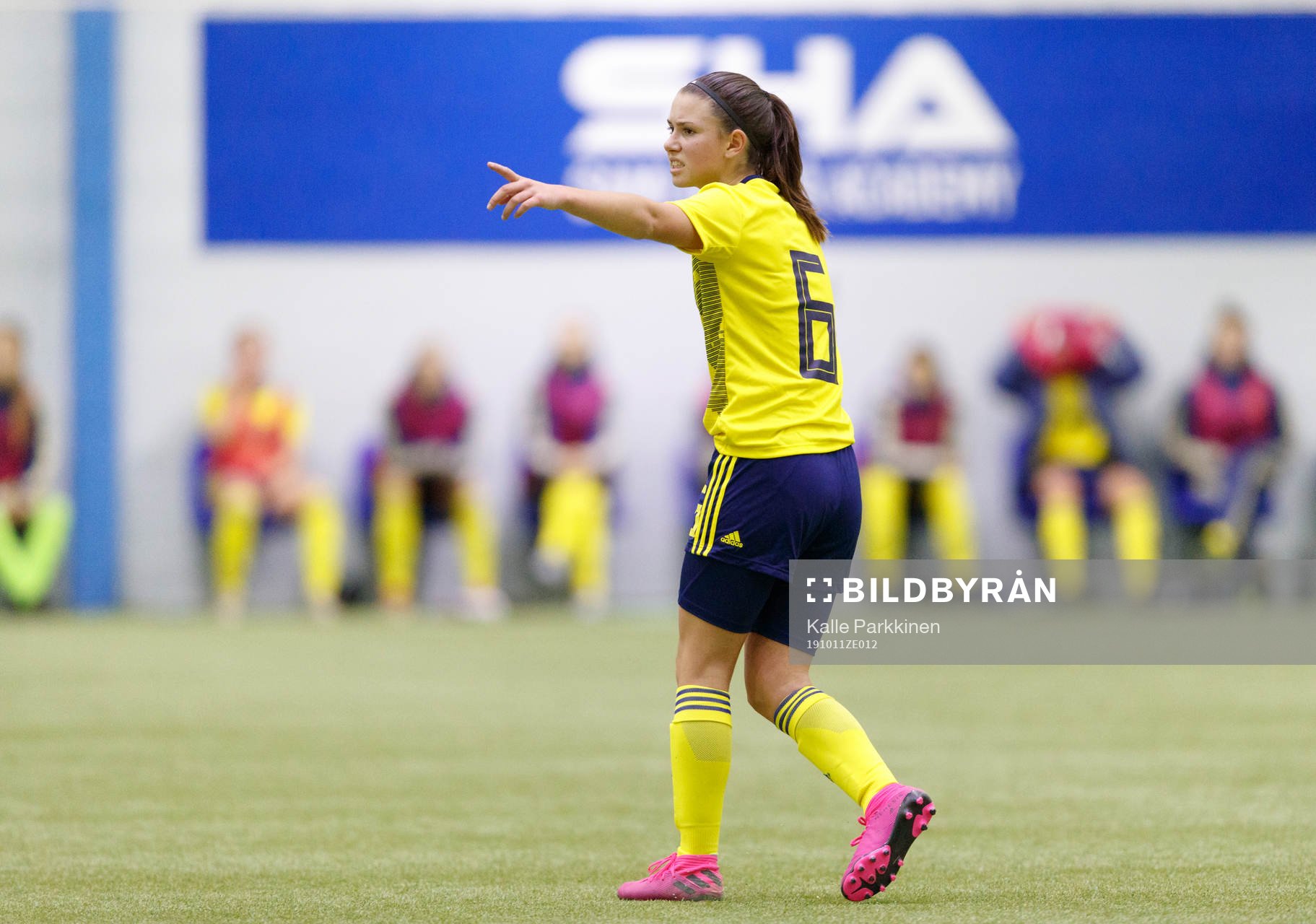 Emilia Pelgander #6, SWE during their Football U16 girls Finland - Sweden match at the Sami Hyypiä Arena 11. October 2019 in Eerikkilä, Finland. (Kalle Parkkinen/Newspix24)