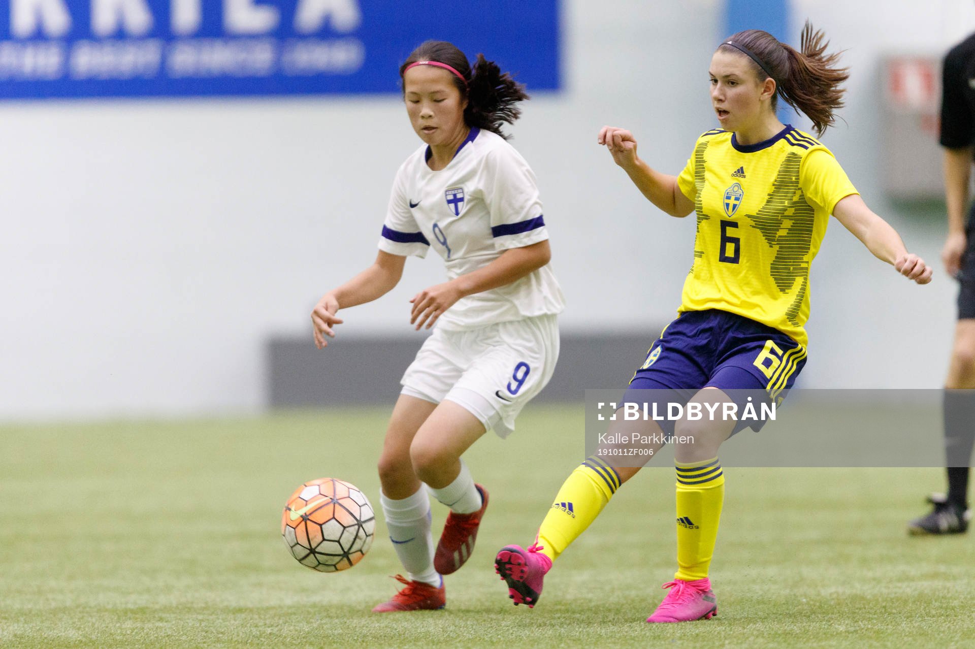 during their Football U16 girls Finland - Sweden match at