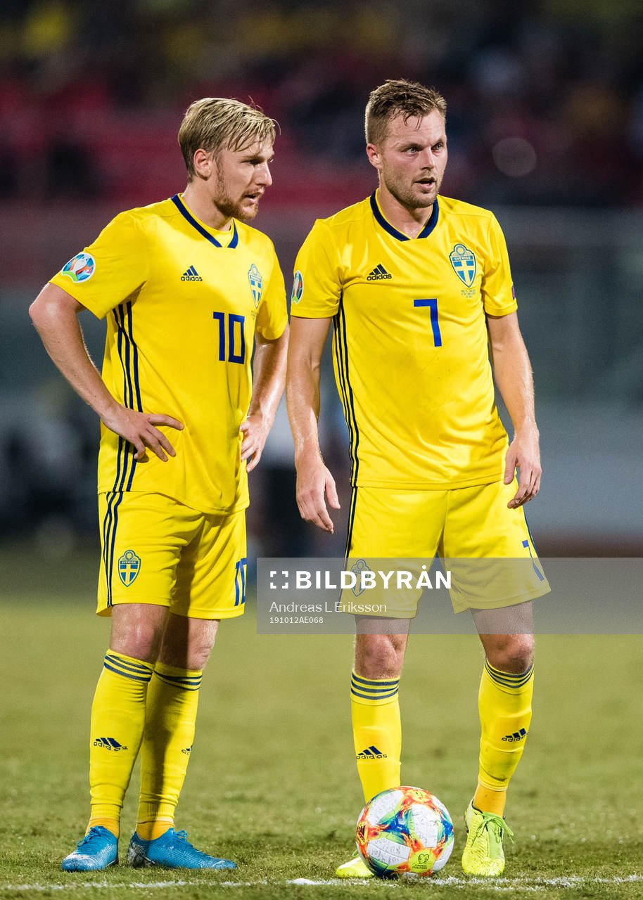 Emil Forsberg and Sebastian Larsson of Sweden