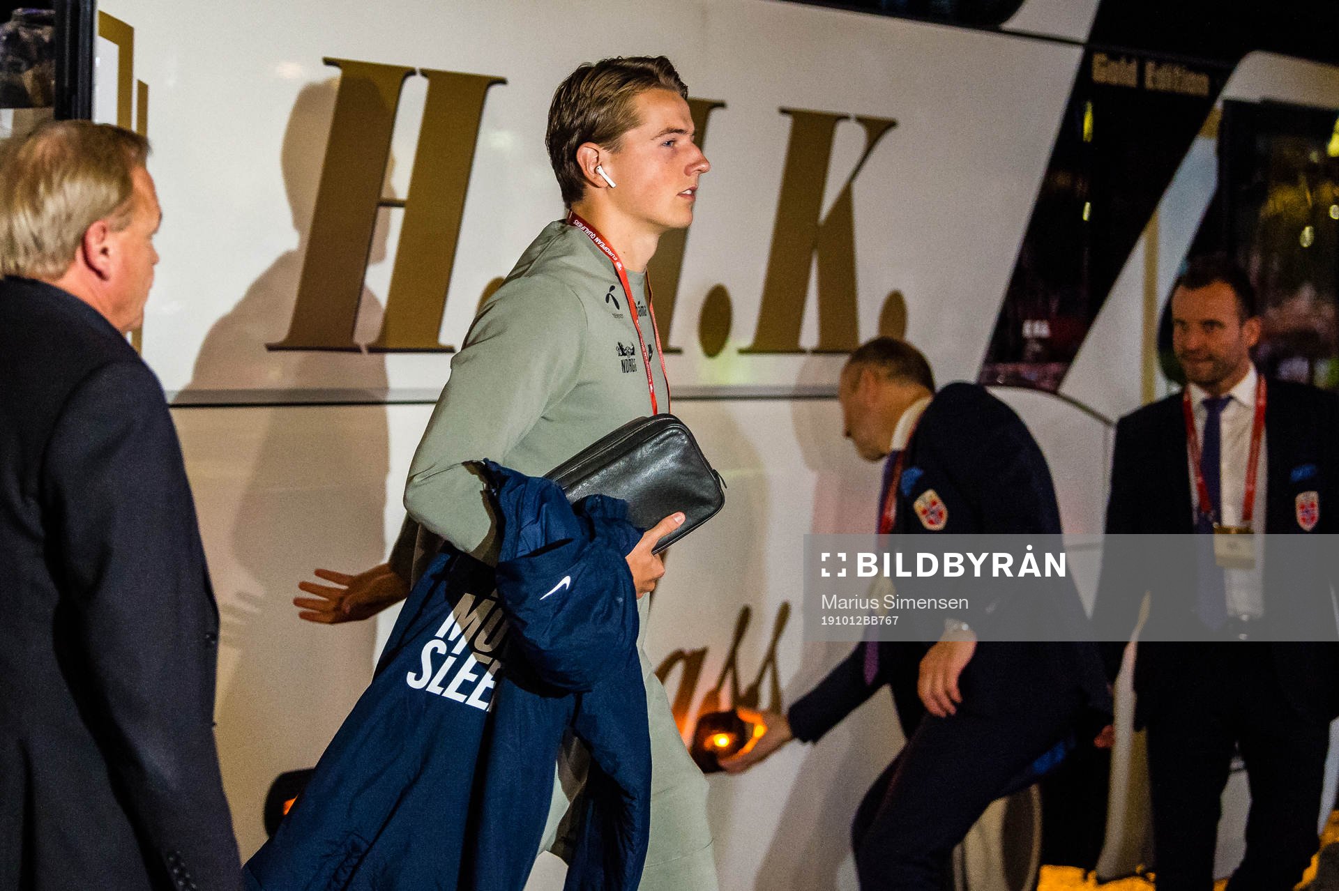 Sander Berge of Norway arrives