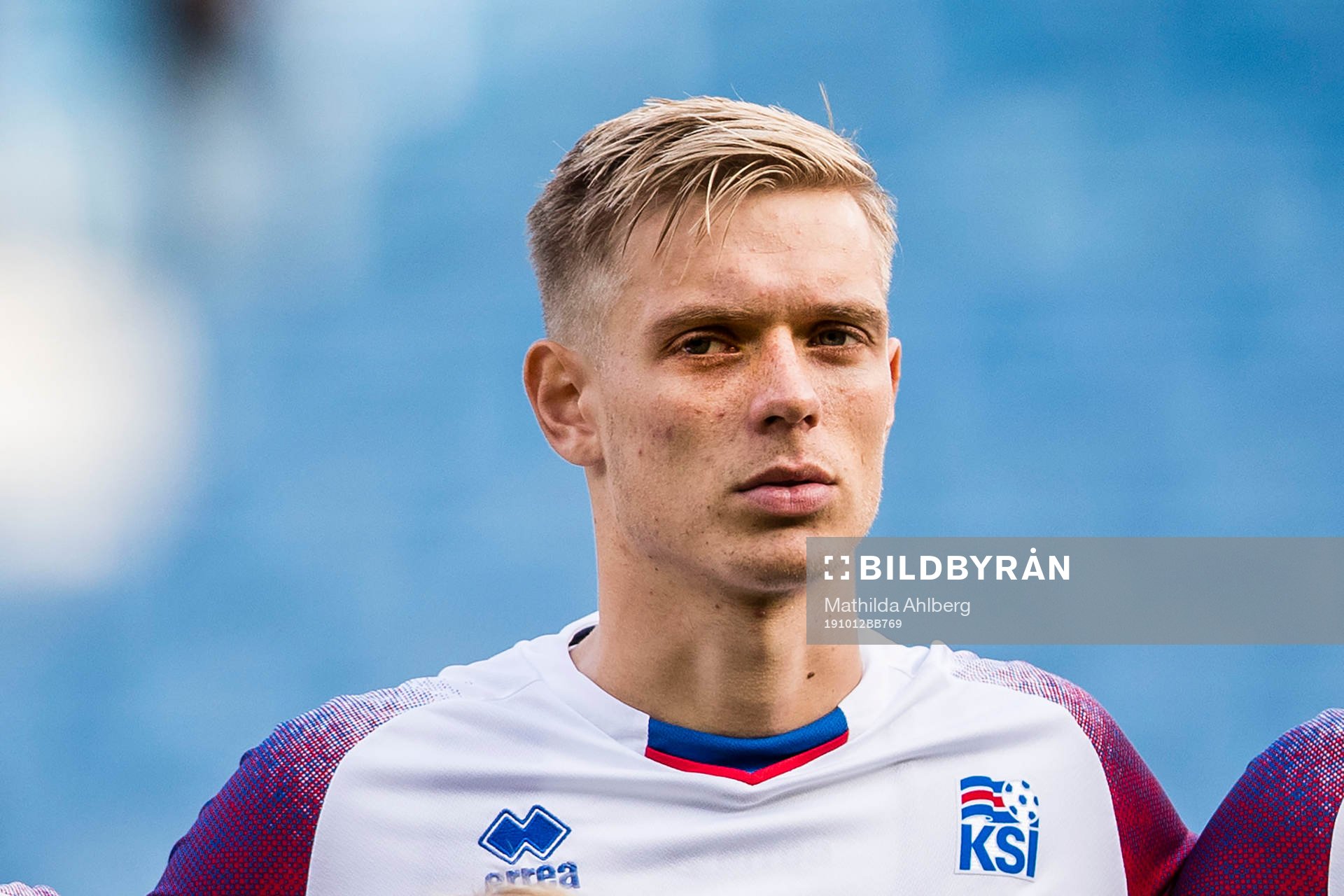 Stefan Teitur Pordarson of Iceland ahead of the UEFA European Under-21 Qualifier football match between Sweden and Iceland on October 12, 2019 in Helsingborg.