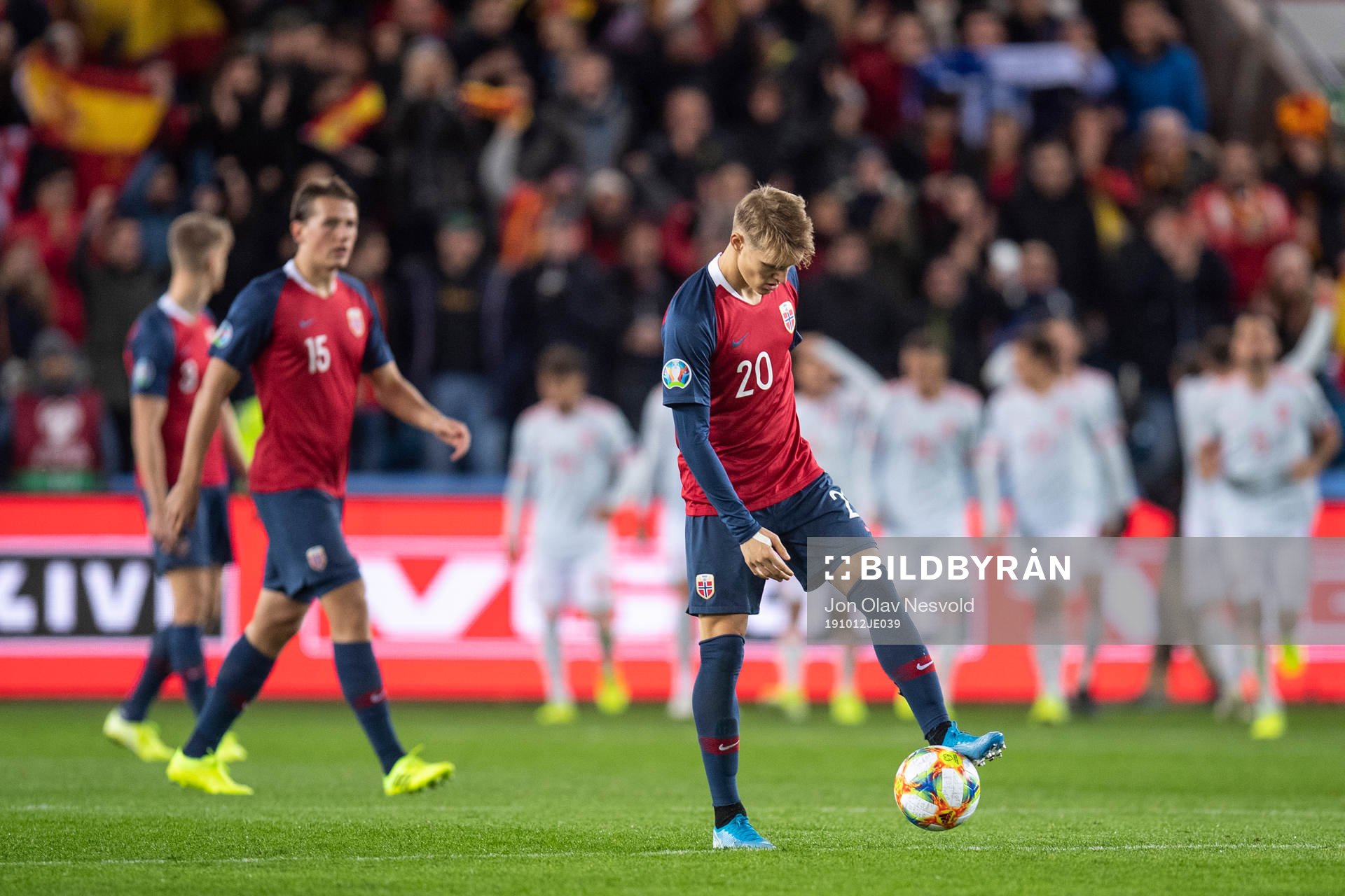 Martin Ødegaard of Norway looks dejected