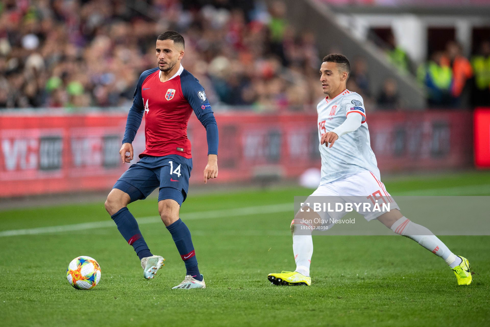 Omar Elabdellaoui of Norway and Rodrigo of Spain