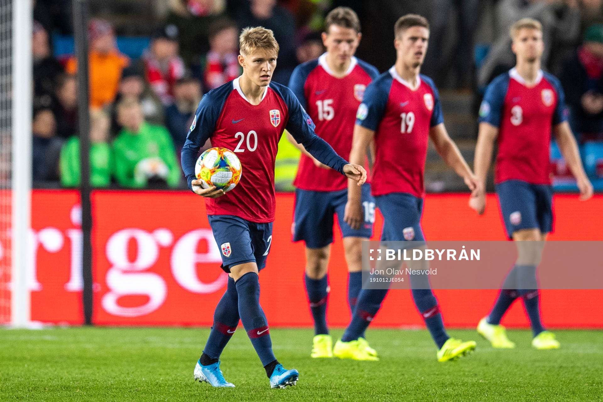 Martin Ødegaard, Sander Berge and Kristoffer Ajer of