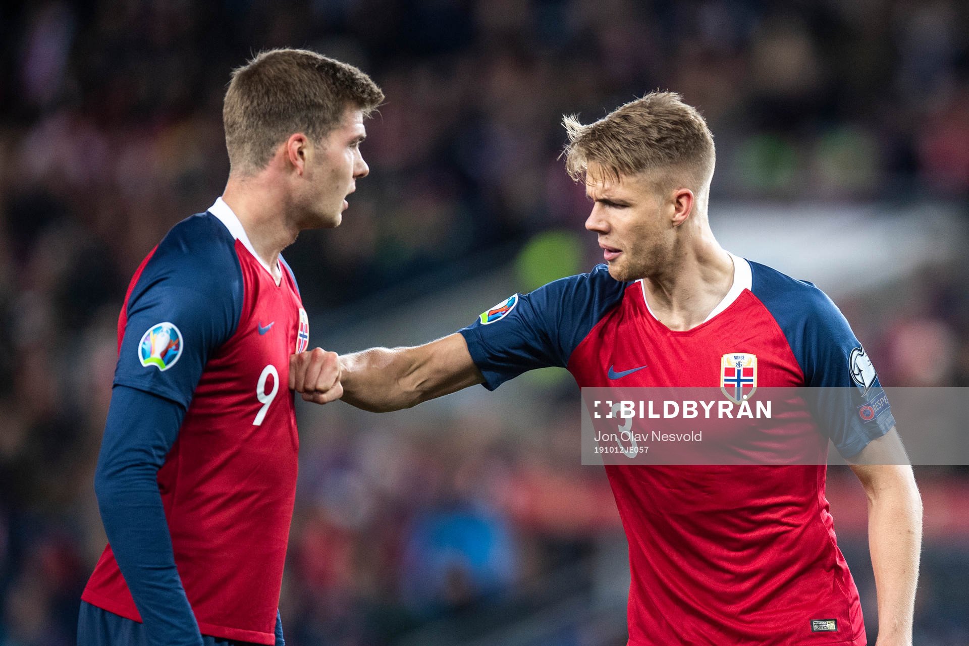 Alexander Sørloth and Kristoffer Ajer of Norway