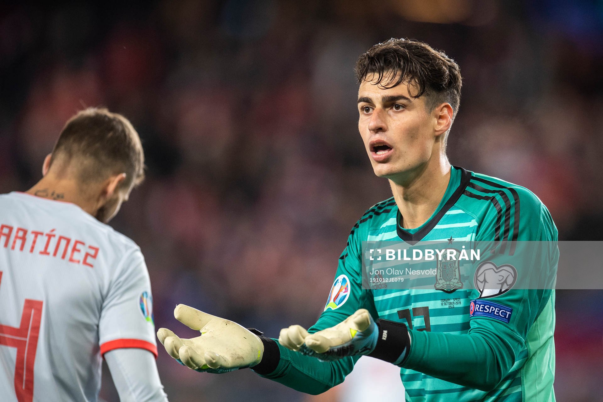 goalkeeper Kepa Arrizabalaga of Spain reacts
