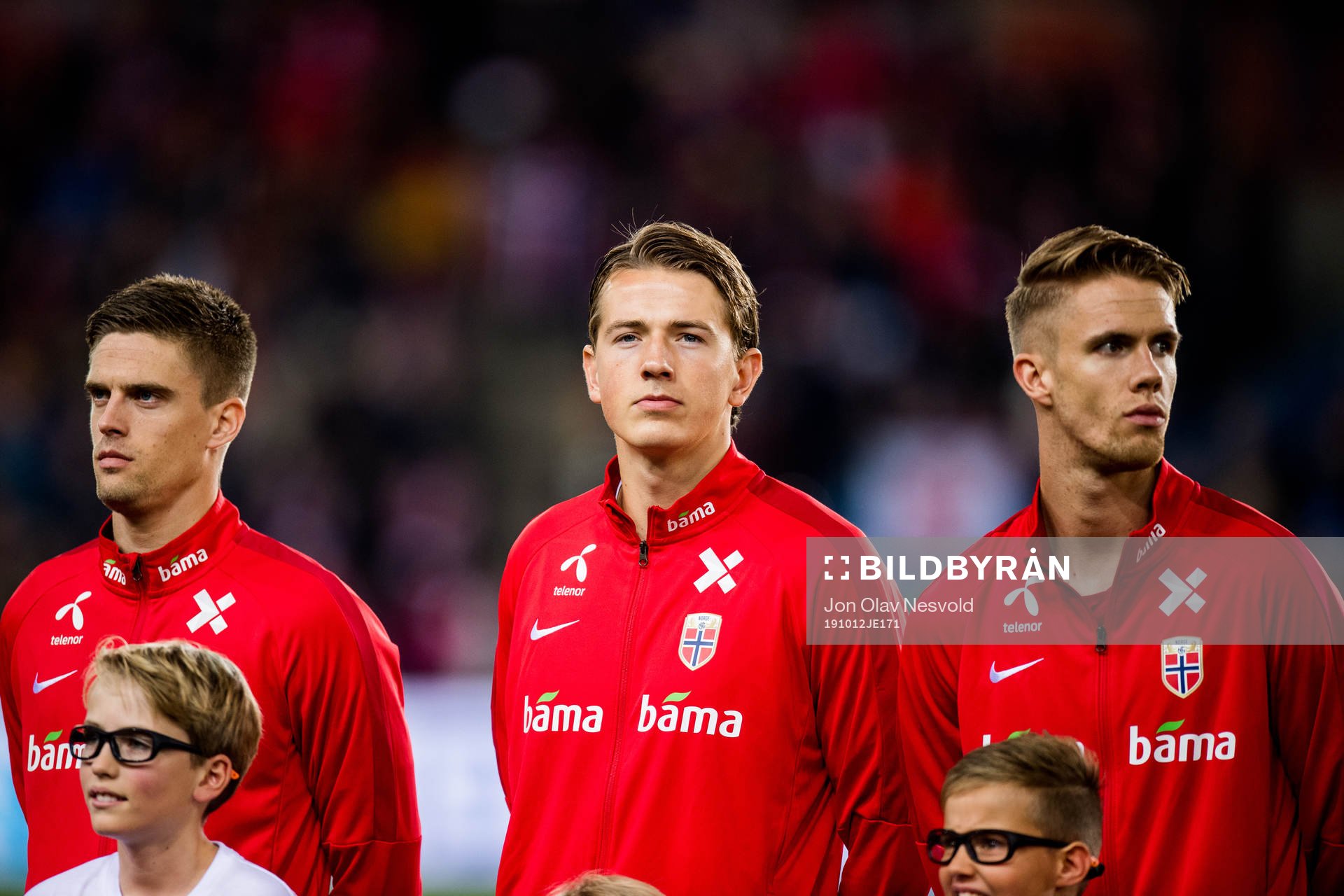 Markus Henriksen, Sander Berge and Kristoffer Ajer of Norway