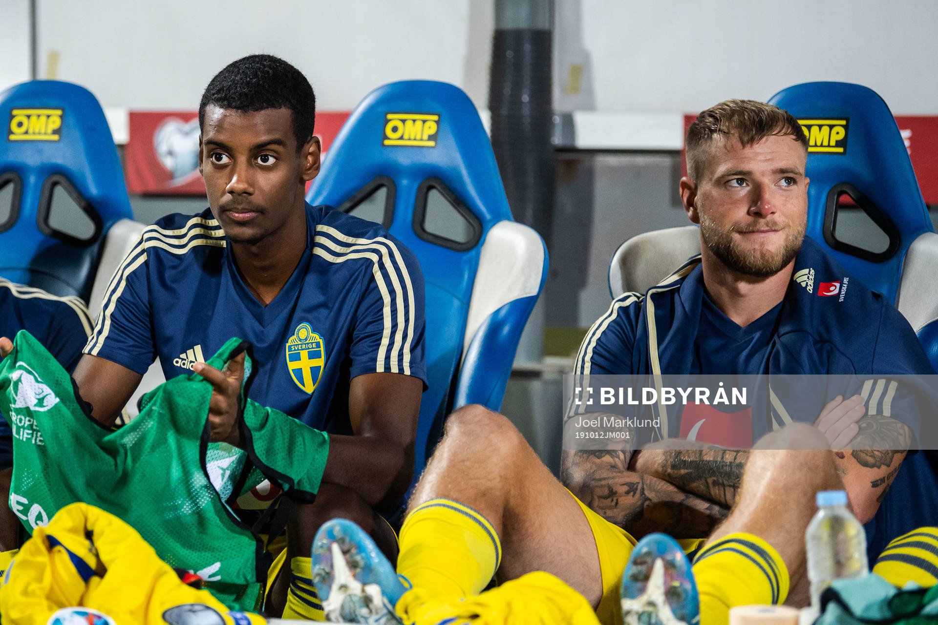 Substitute Alexander Isak and John Guidetti of Sweden