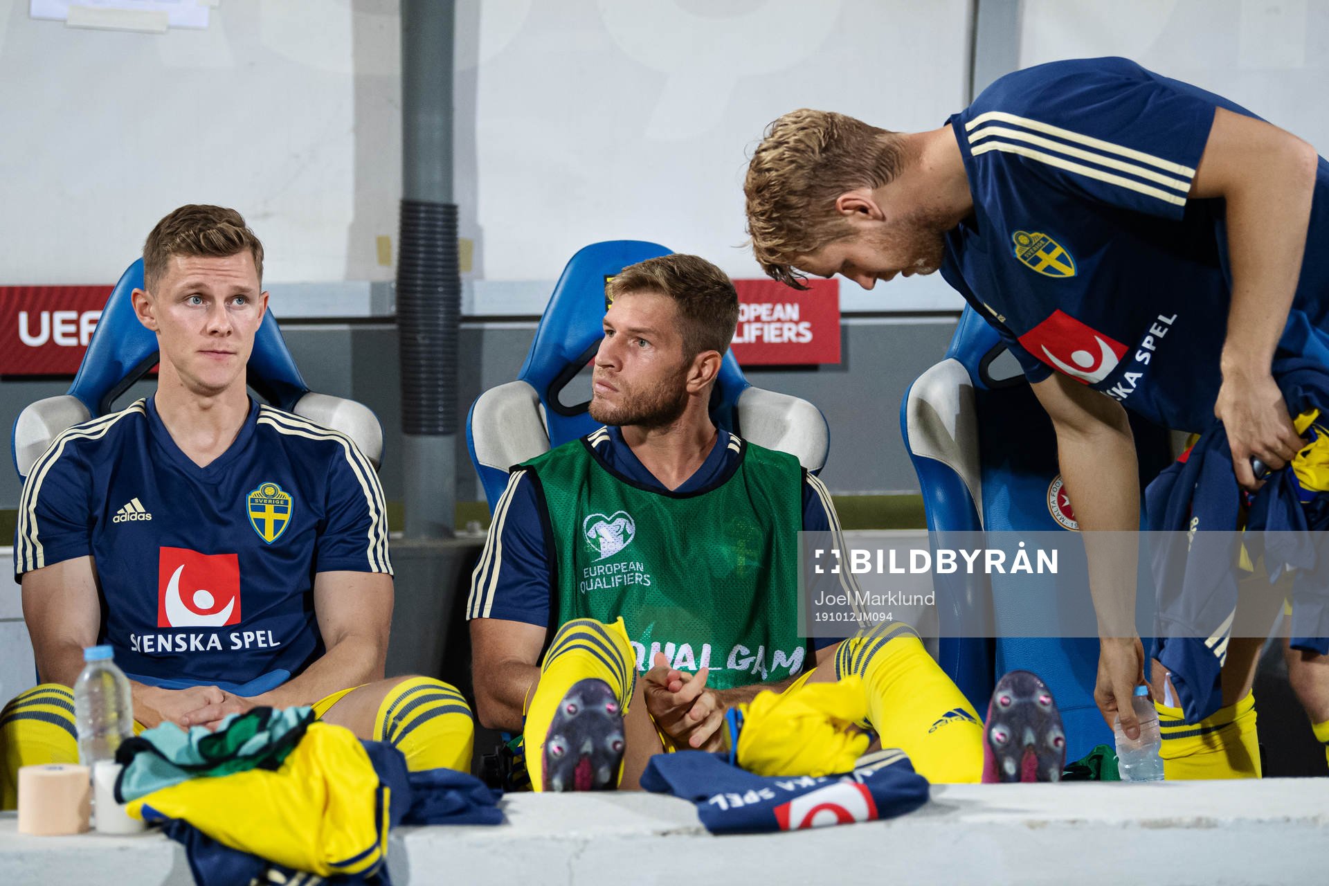 Emil Krafth, Riccardo Gagliolo and Filip Helander of Sweden
