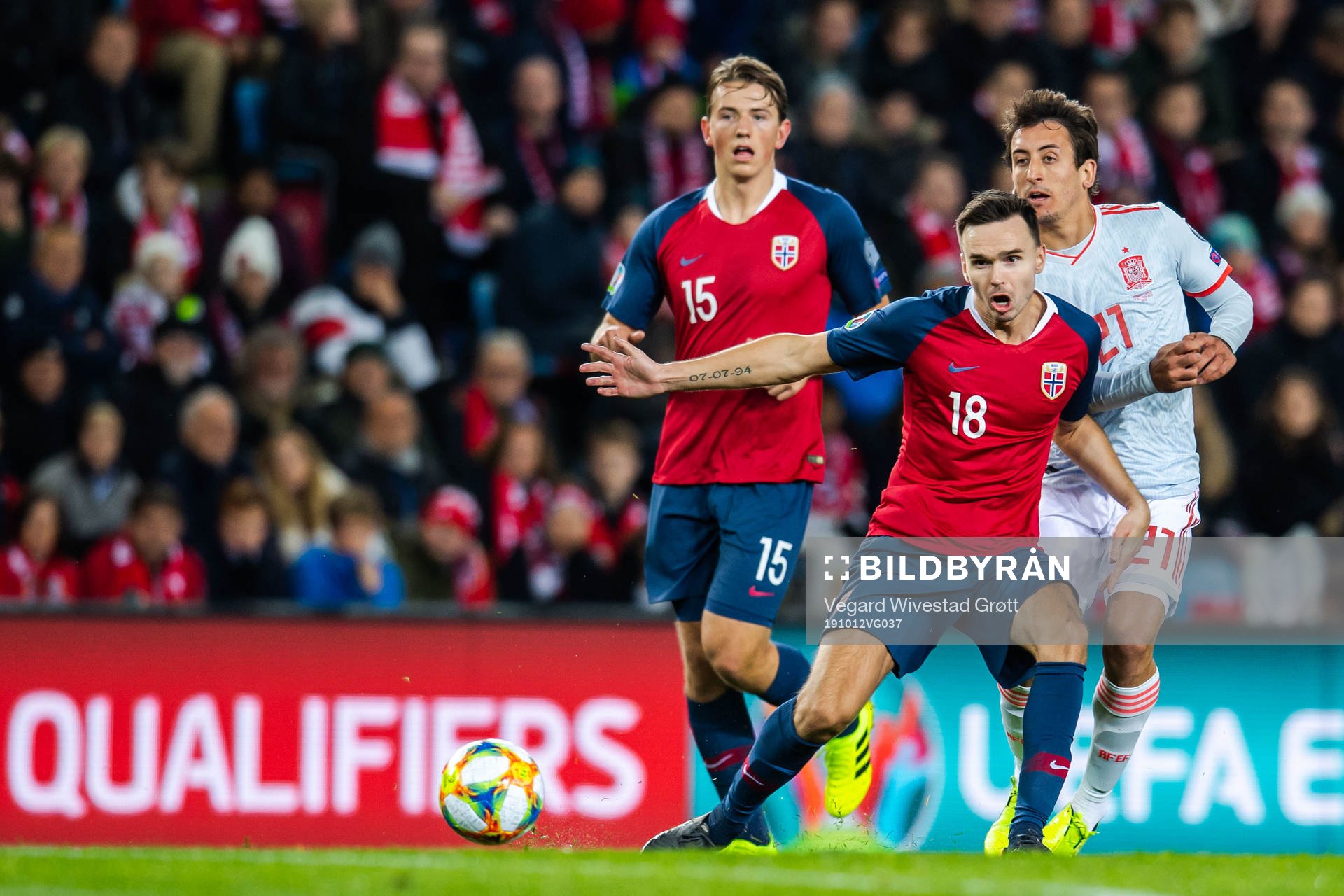 Ole Kristian Selnæs of Norway and Mikel Oyarzabal of Spain