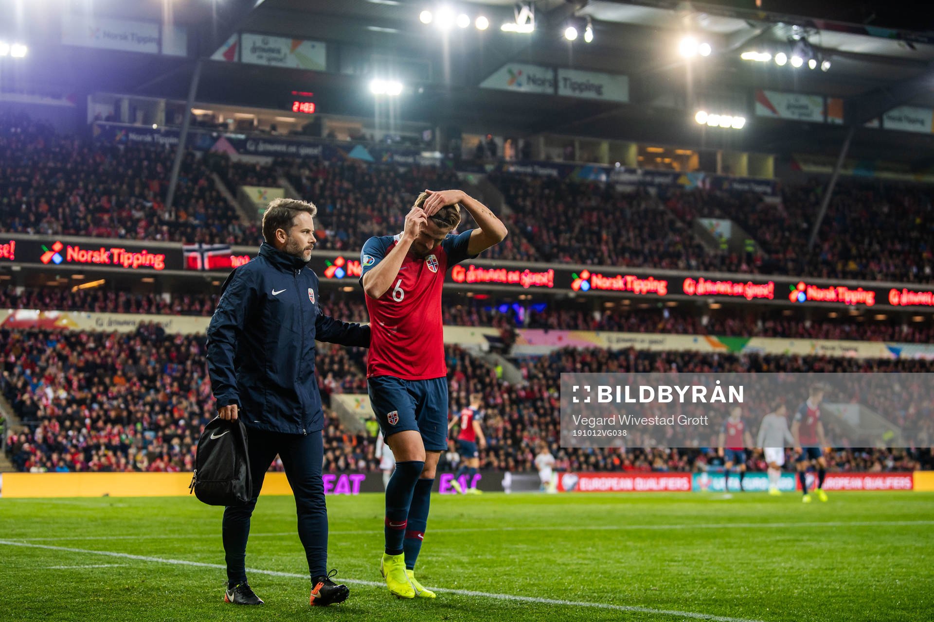 Håvard Nordtveit of Norway in pain