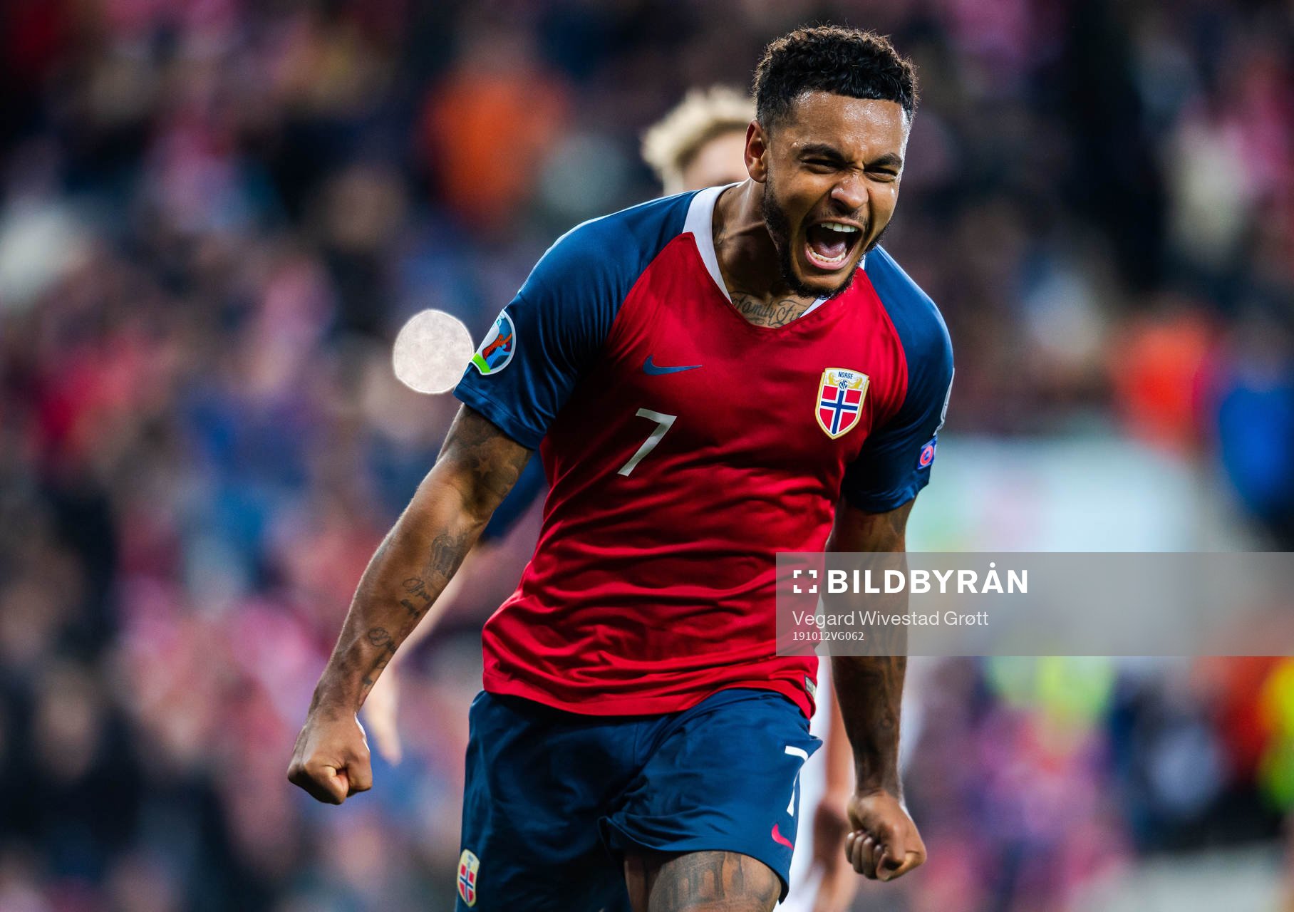 Joshua King of Norway celebrates