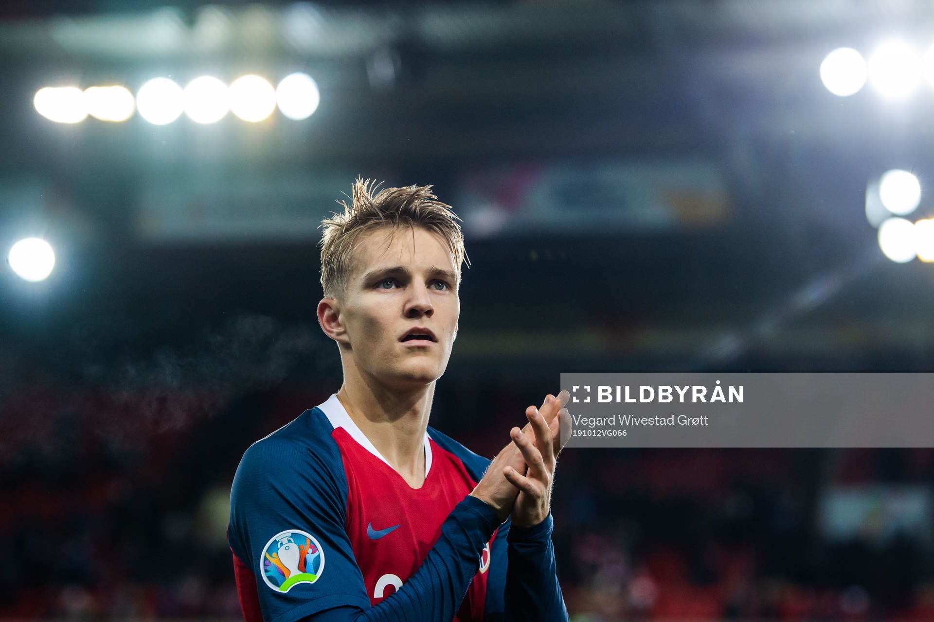Martin Ødegaard of Norway celebrates after the UEFA Euro Qualifier football match between Norway and Spain on October 12, 2019 in Oslo.