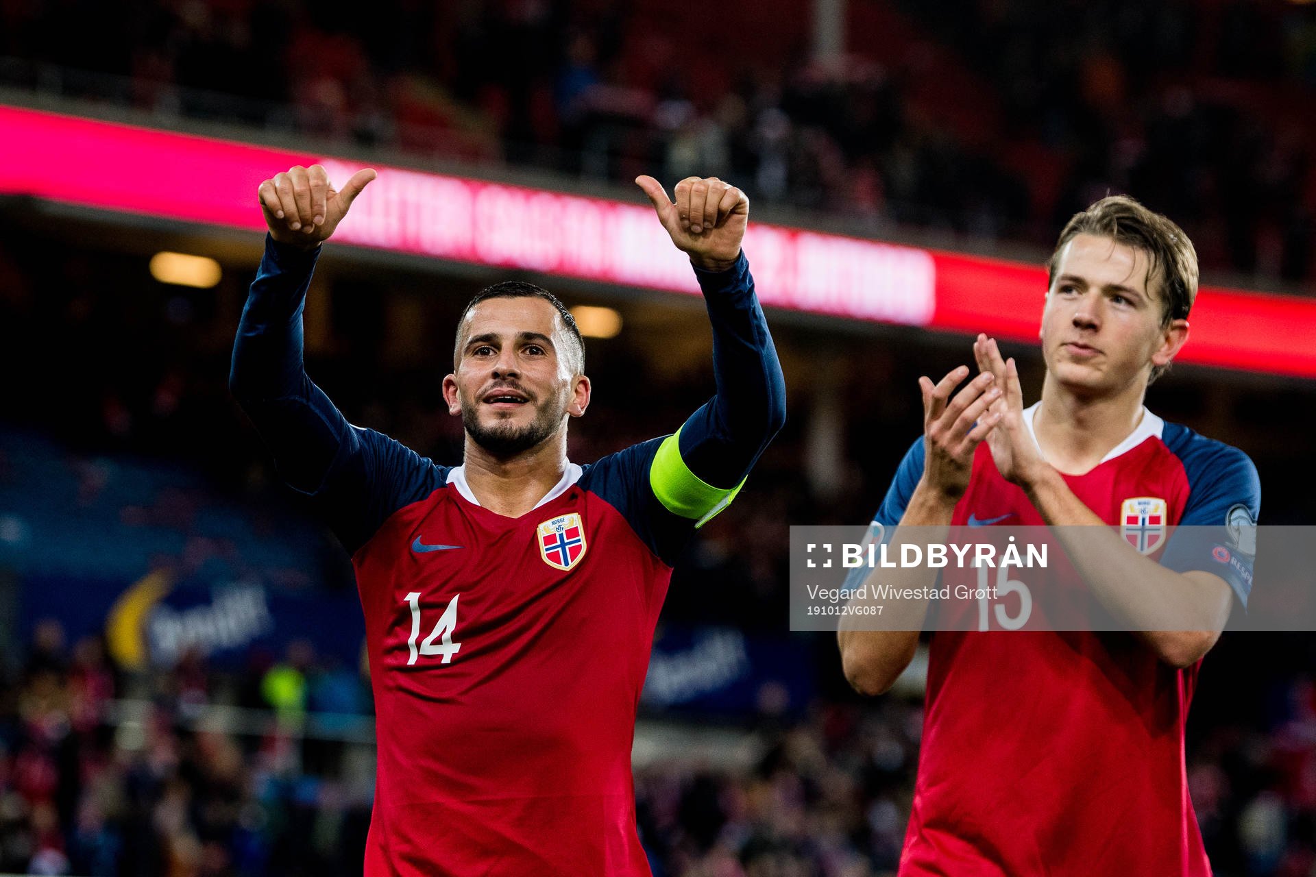 Omar Elabdellaoui and Sander Berge of Norway