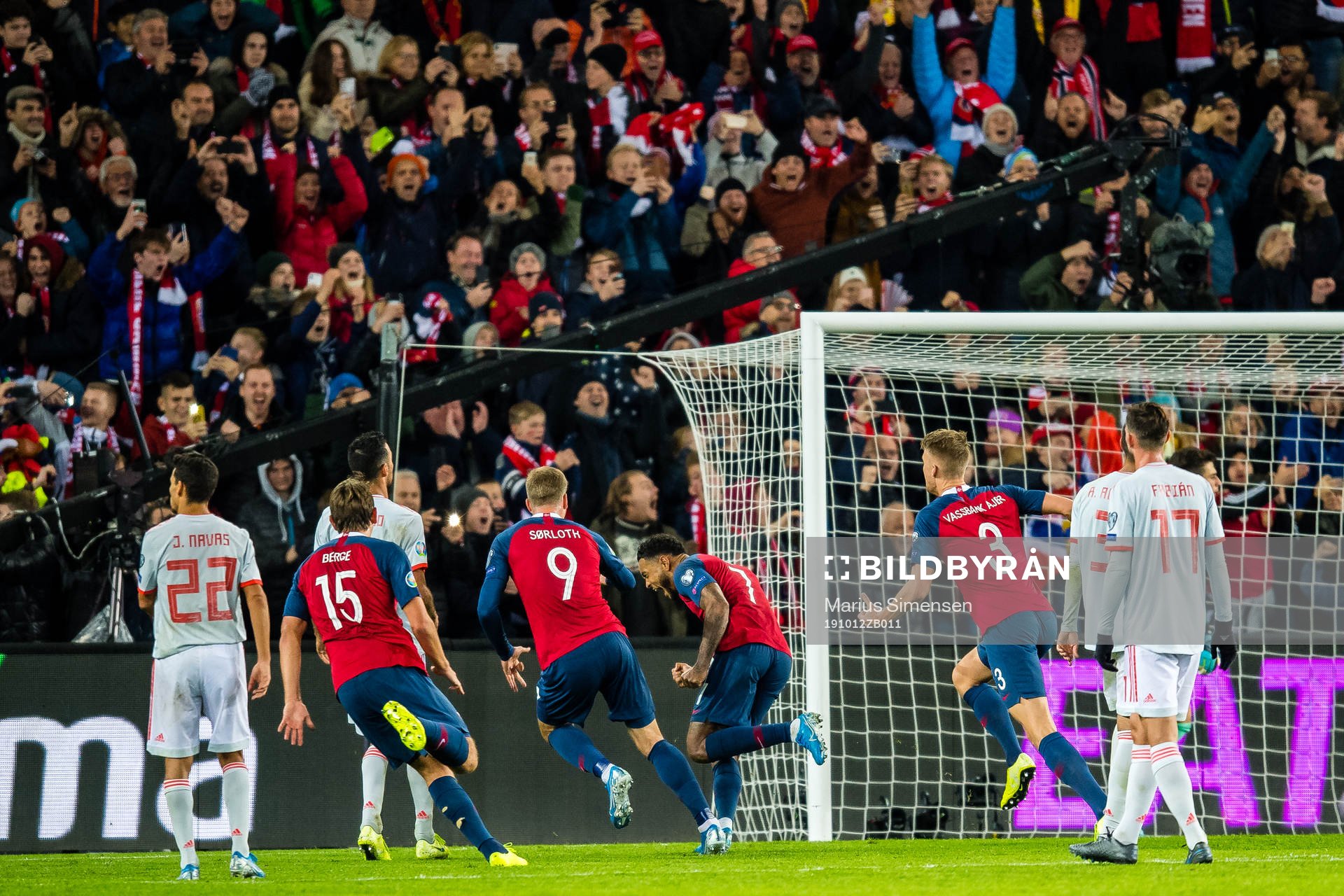 Joshua King of Norway celebrates