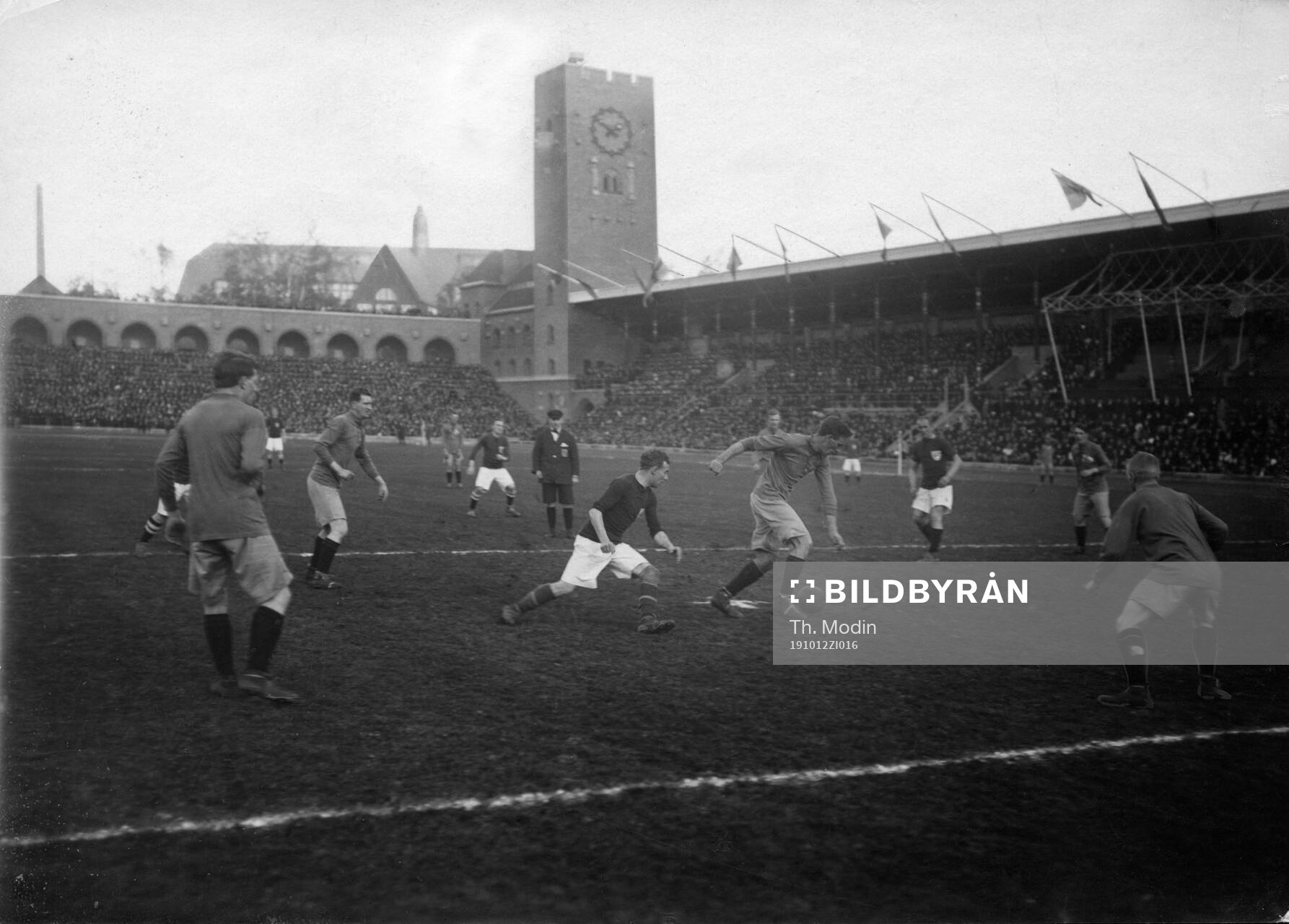 Fotboll, Federationsmatchen Sverige - Danmark. Stockholms