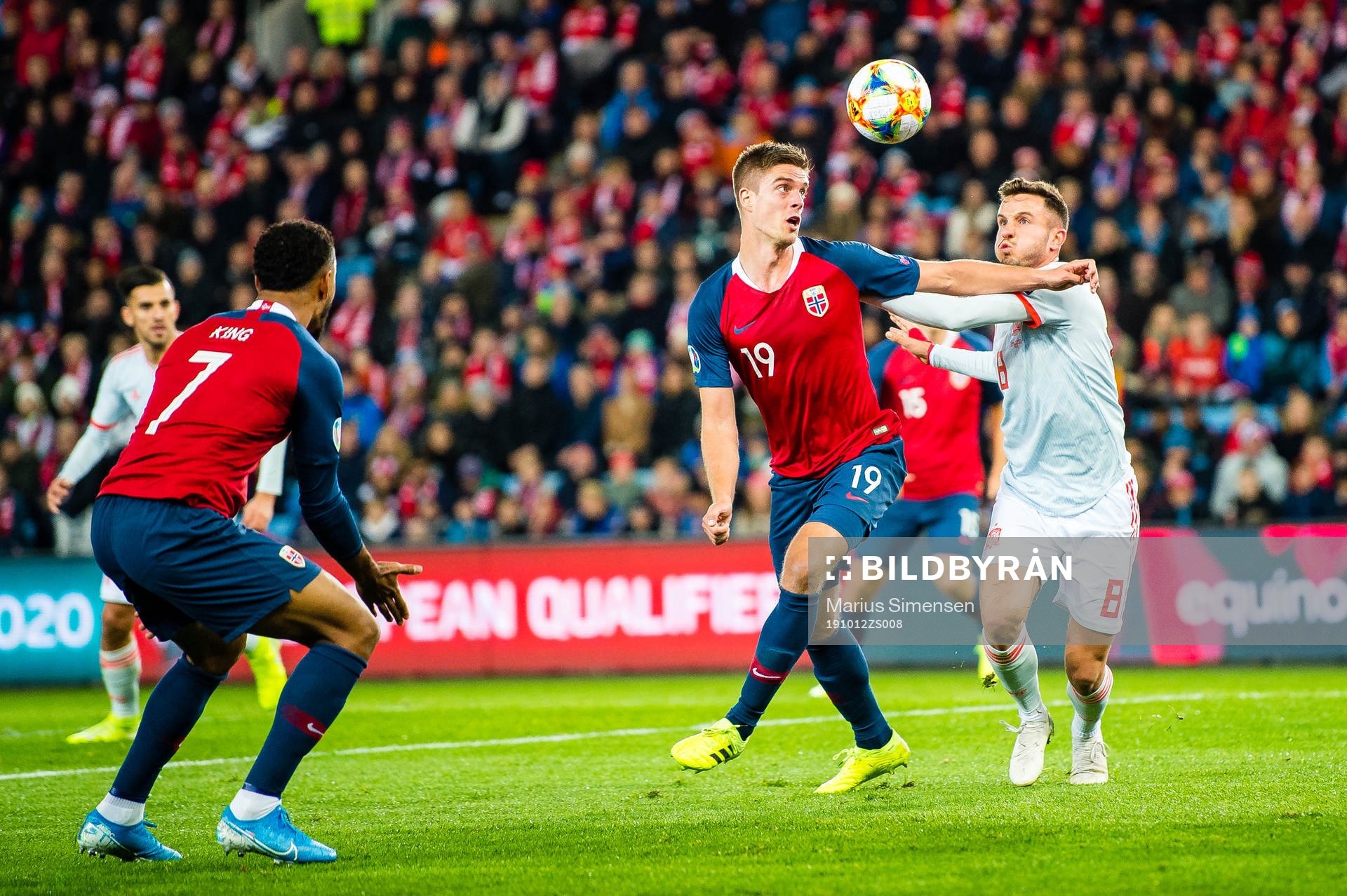 Markus Henriksen of Norway and Saul Niguez of Spain