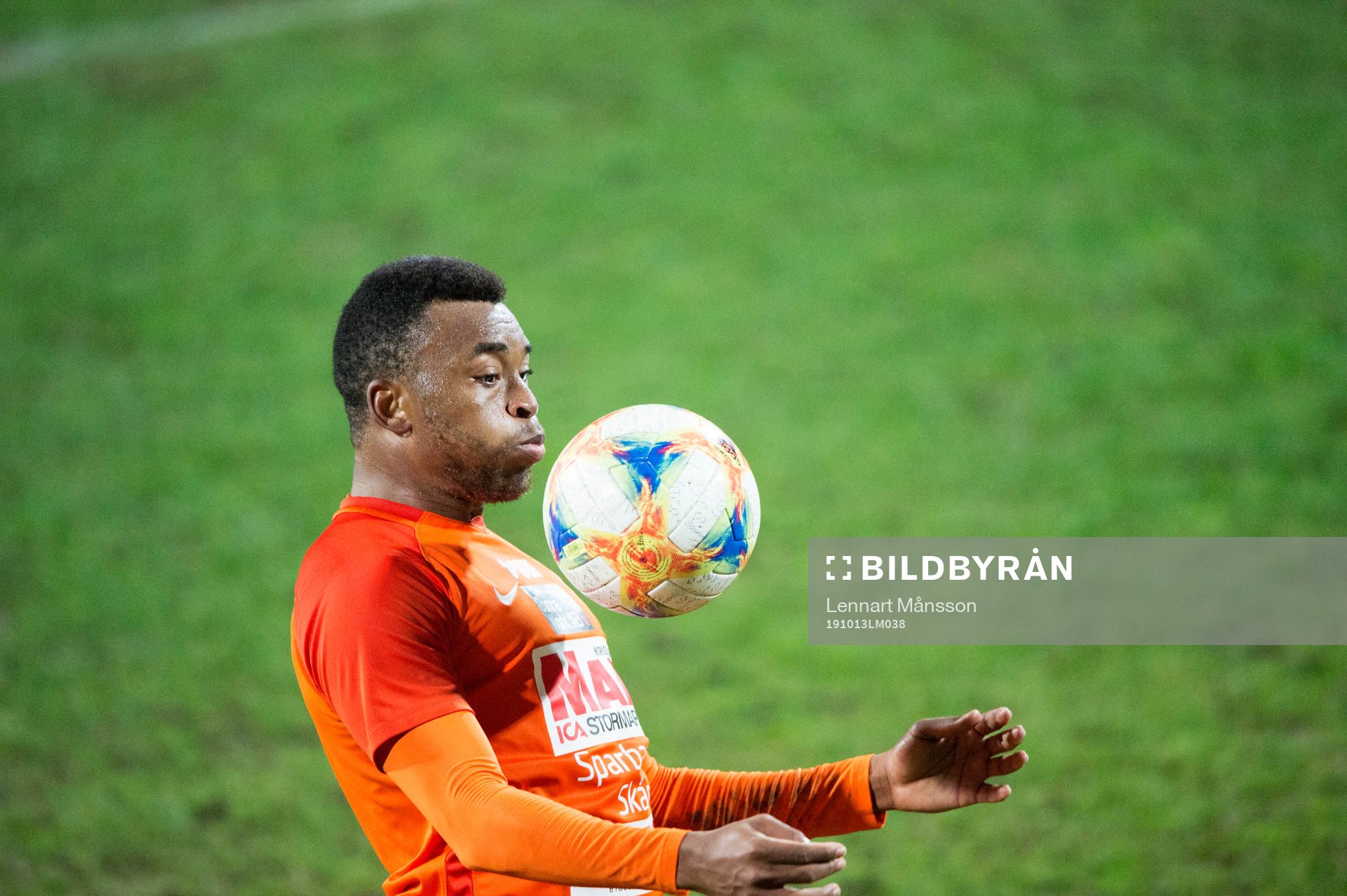 Kristianstads Yusuf Sulaiman i matchen i division 1 mellan Kristianstads FC och Åtvidabergs FF i Kristianstad 13 oktober 2019.  