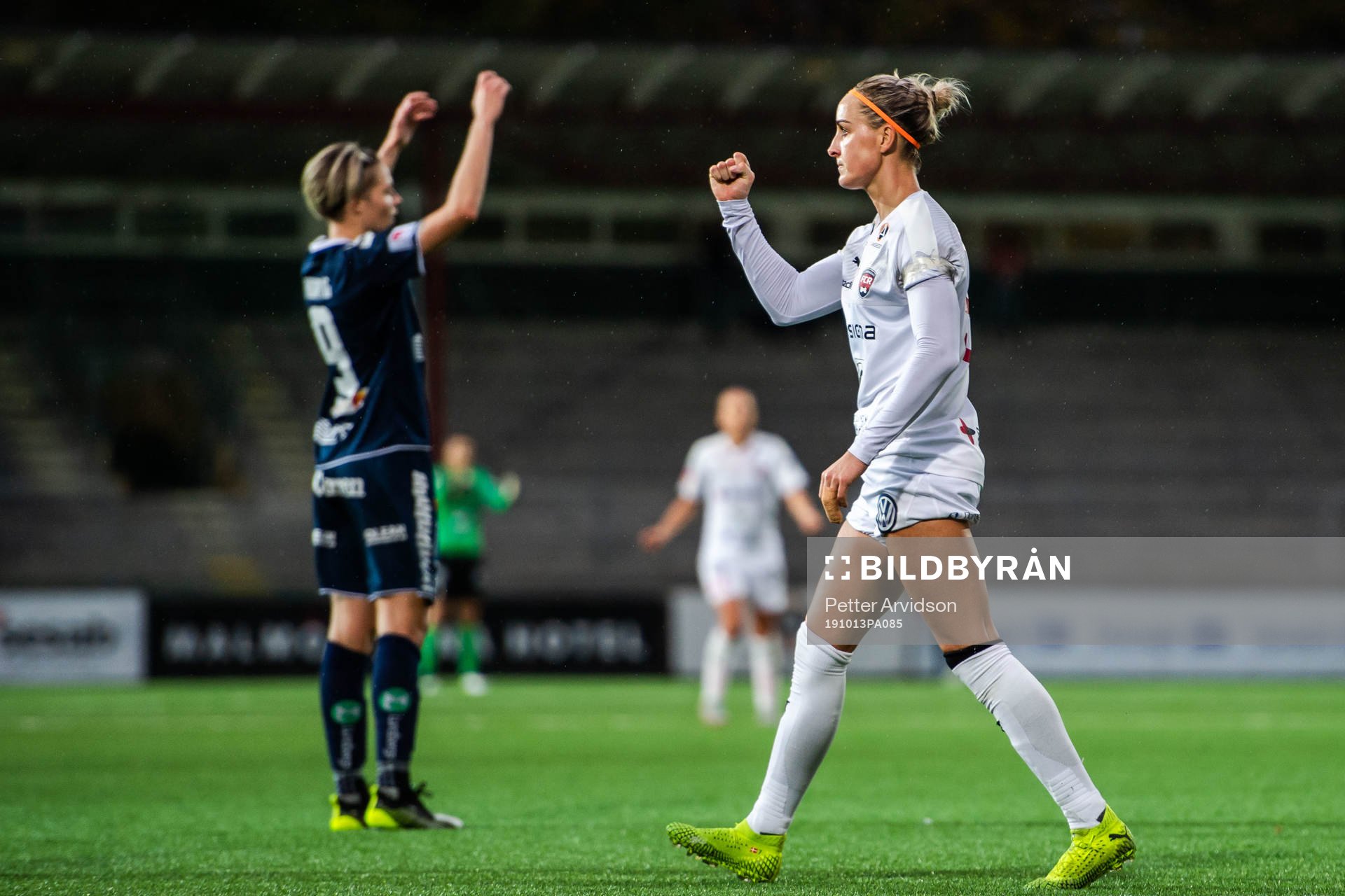 Rosengårds Sanne Troelsgaard jublar efter 2-3 under fotbollsmatchen i Damallsvenskan mellan Rosengård och Linköping den 13 oktober 2019 i Malmö.