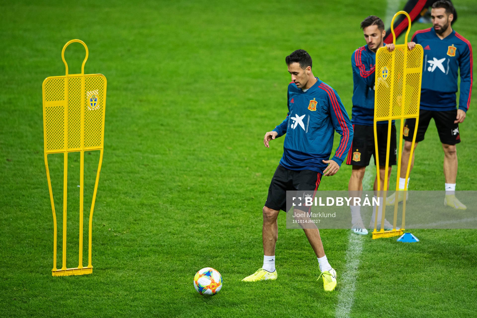 Sergio Busquets of the Spanish national football team during a training session on October 14, 2019 in Stockholm.
