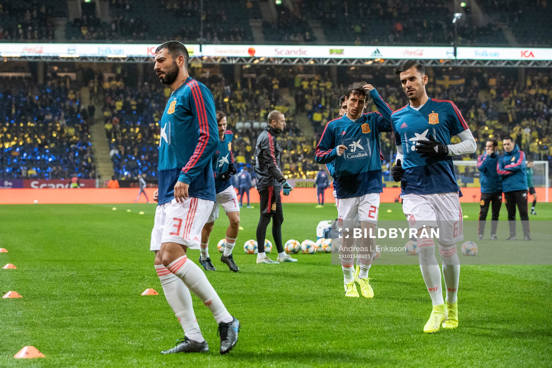 Raul Albiol, Dani Carvajal and Dani Ceballos of Spain