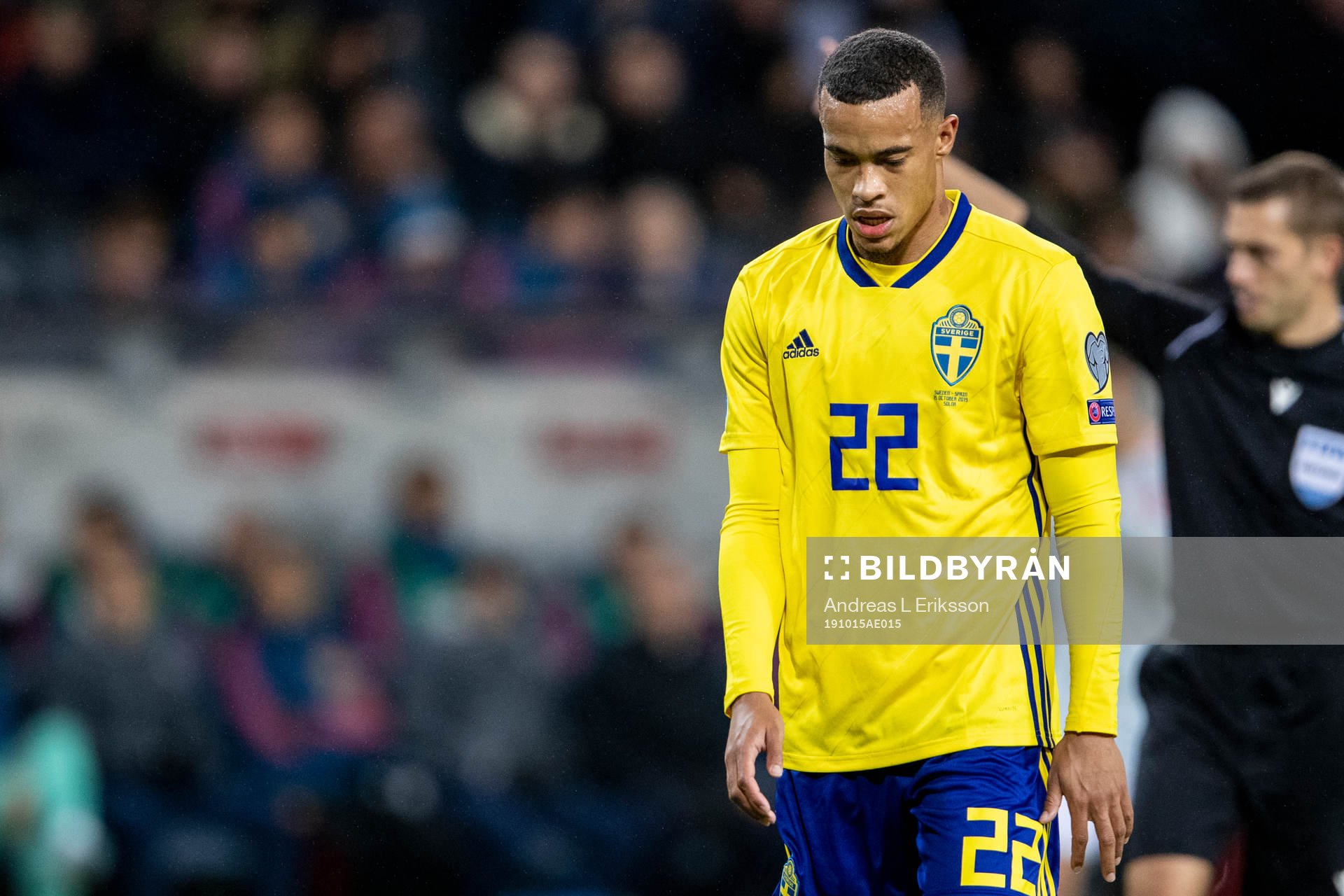 Robin Quaison of Sweden looks dejected