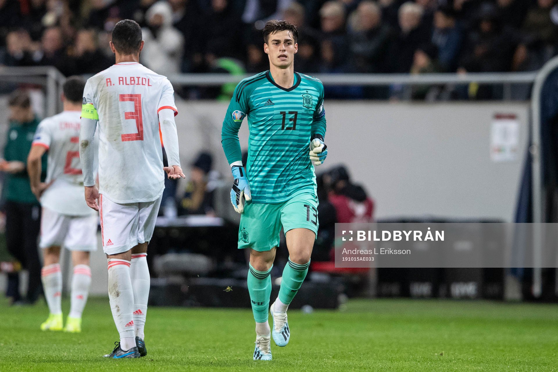 goalkeeper Kepa Arrizabalaga of Spain during the UEFA Euro Qualifier football match between Sweden and Spain on October 15, 2019 in Stockholm.