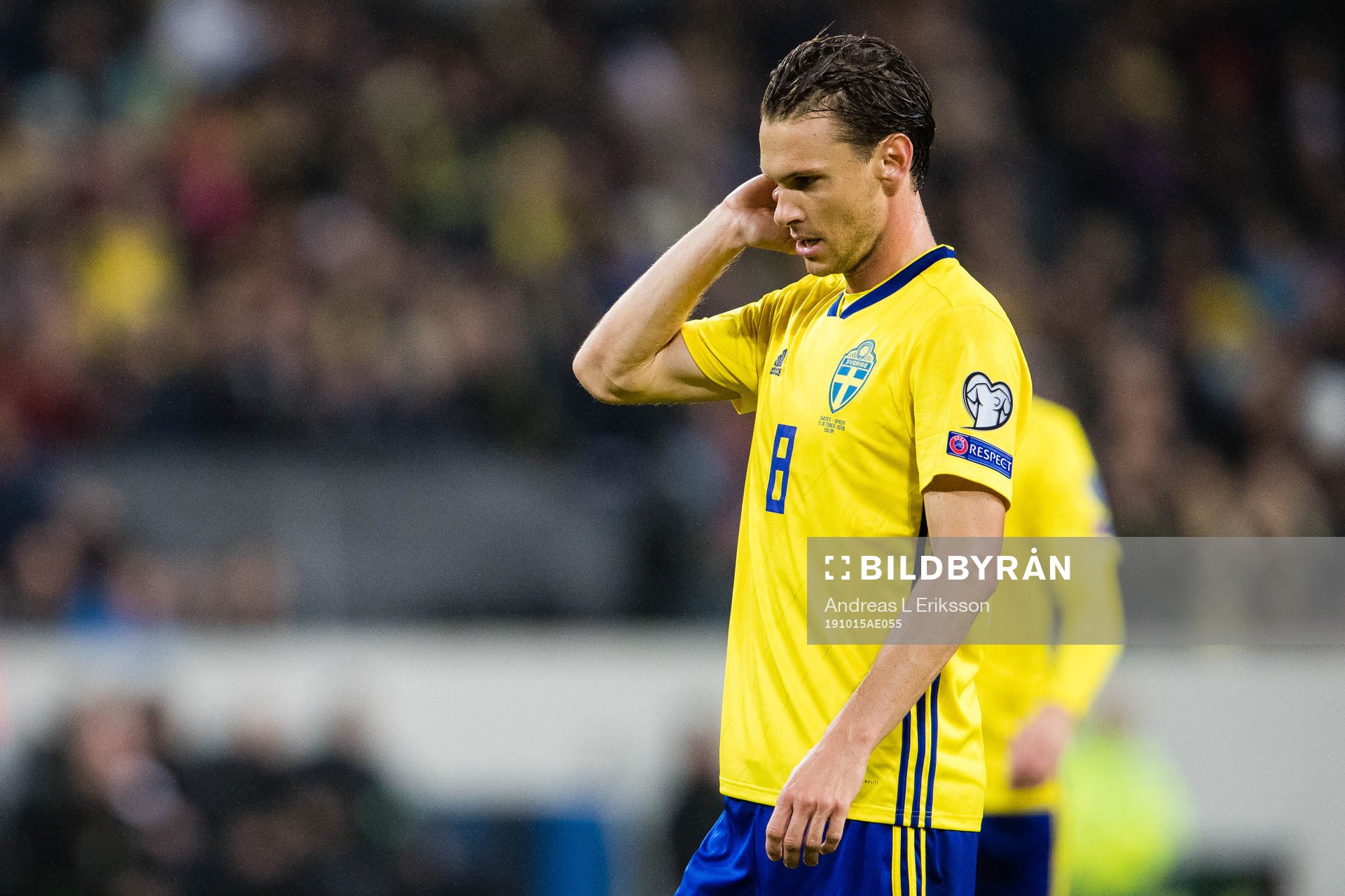 Albin Ekdal of Sweden looks dejected